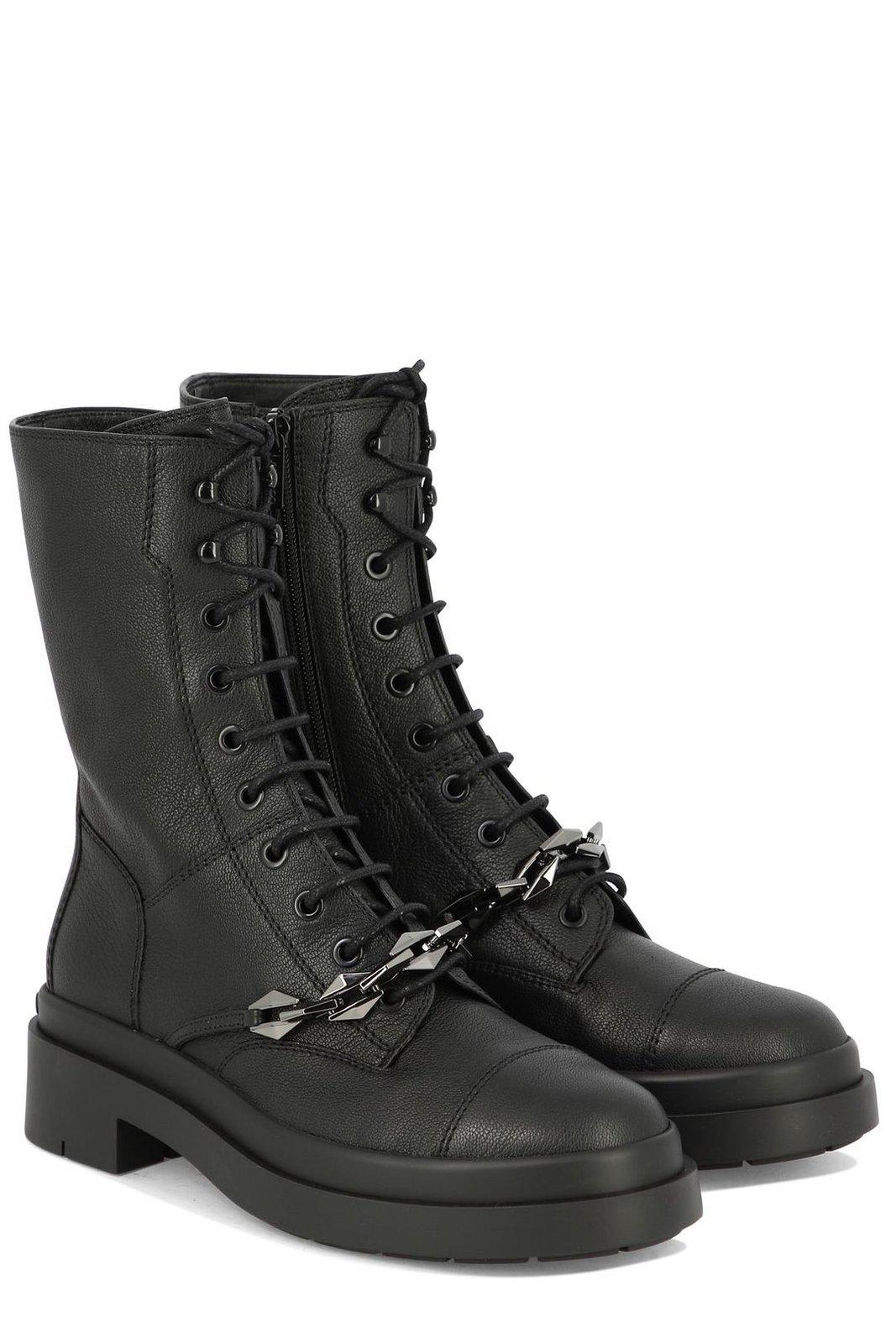 Shop Jimmy Choo Nari Combat Boots In Black Anthracite