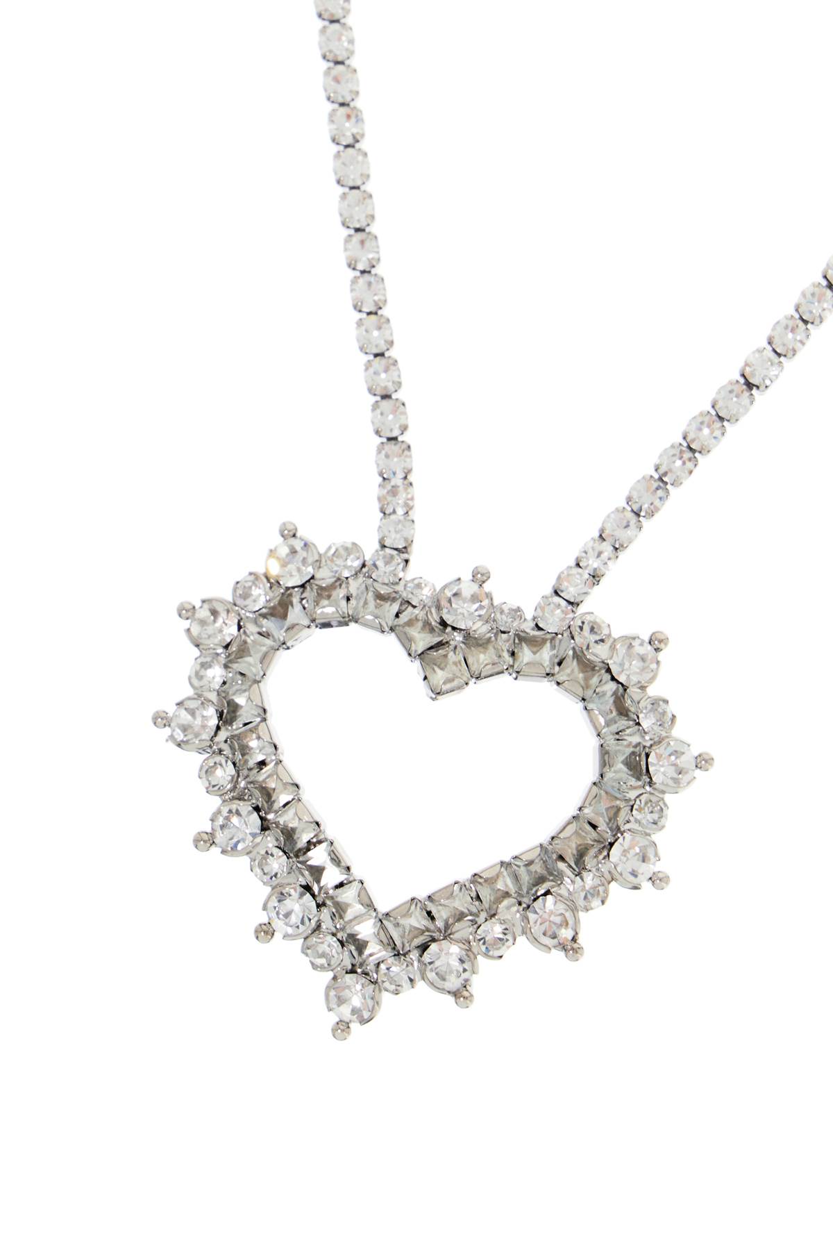 Shop Alessandra Rich Necklace With Heart Pendant In Cry-silver (silver)