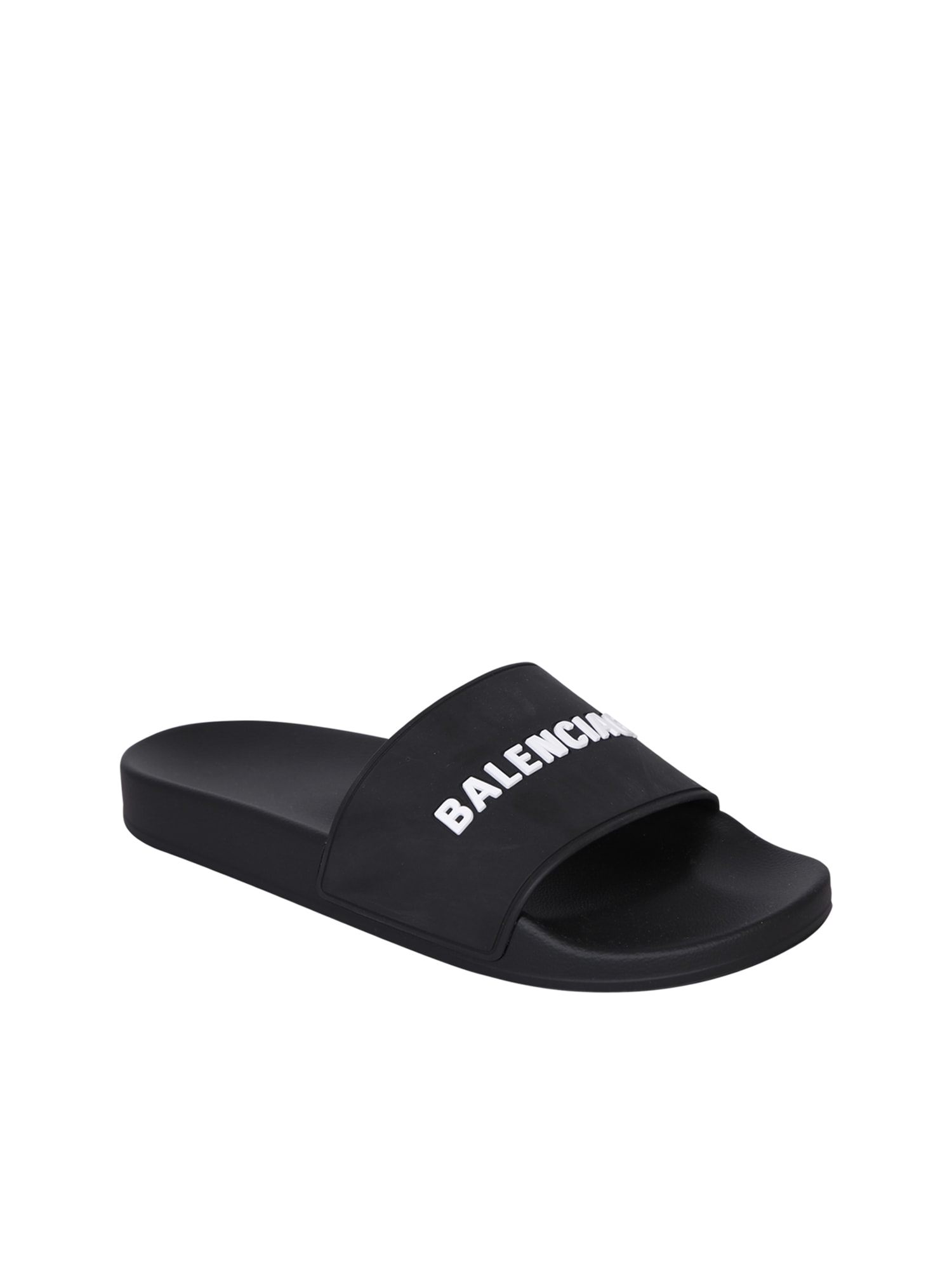 Balenciaga Logo-embossed Pool Slides In Black