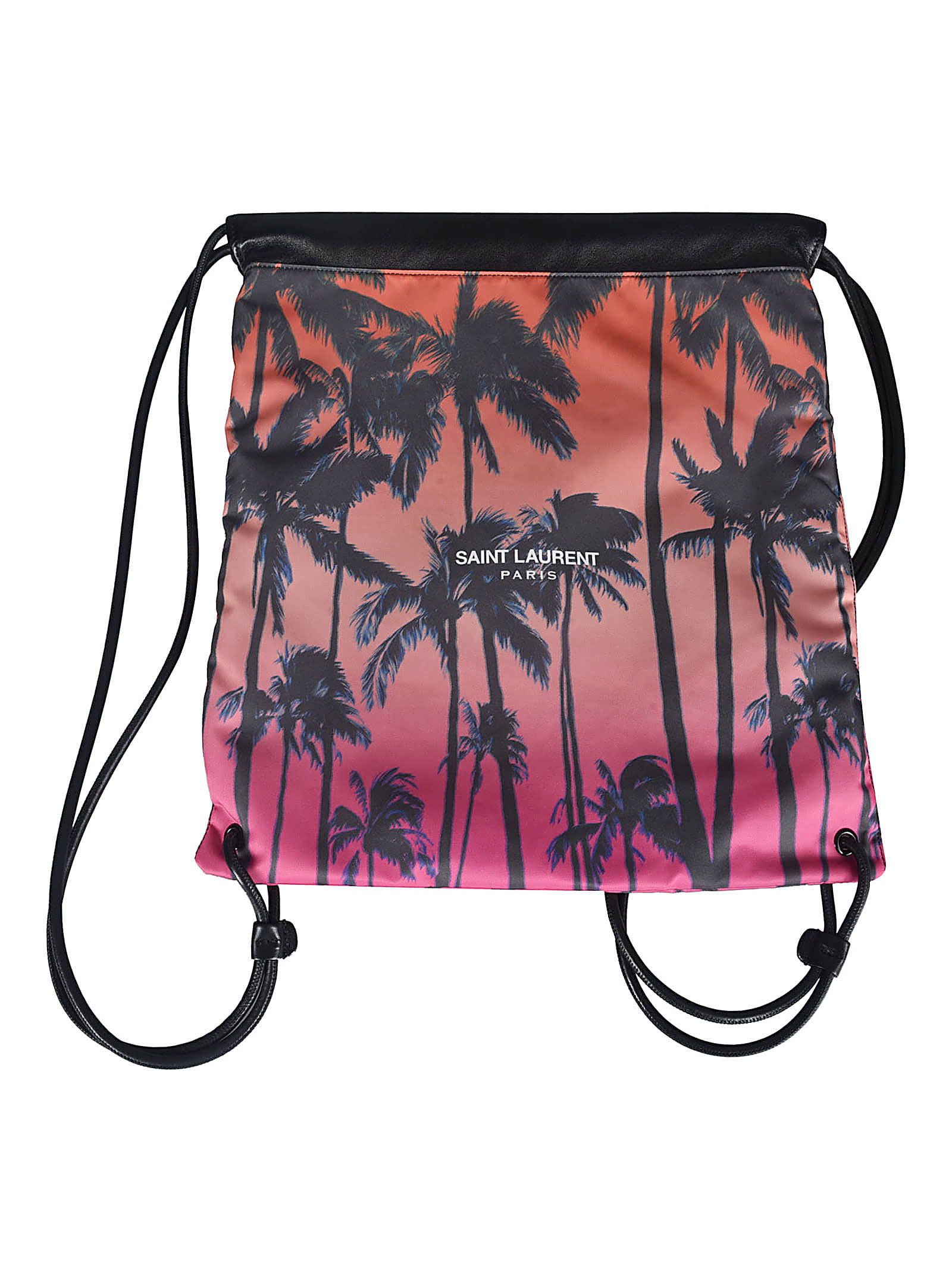 Saint Laurent Tropical Bucket Backpack In Orange/black/pink