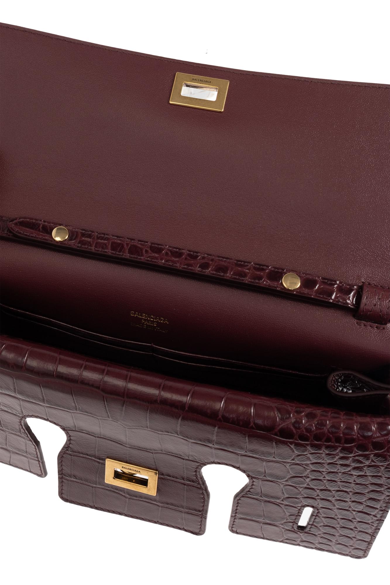 Balenciaga Bel Air Flap Leather Top-handle Bag In Burgundy