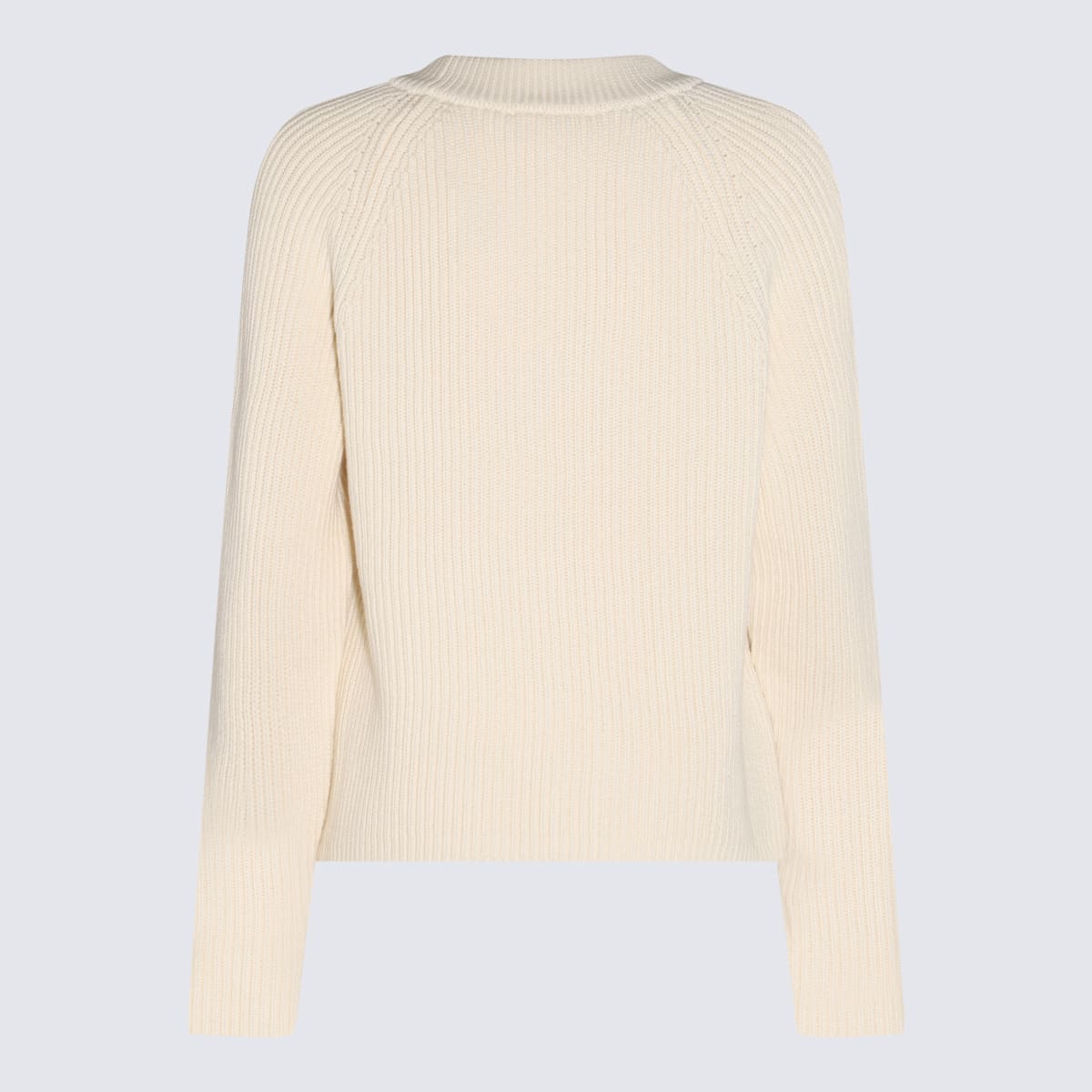 Shop Ami Alexandre Mattiussi Ivory Cotton And Wool Blend Sweater In White