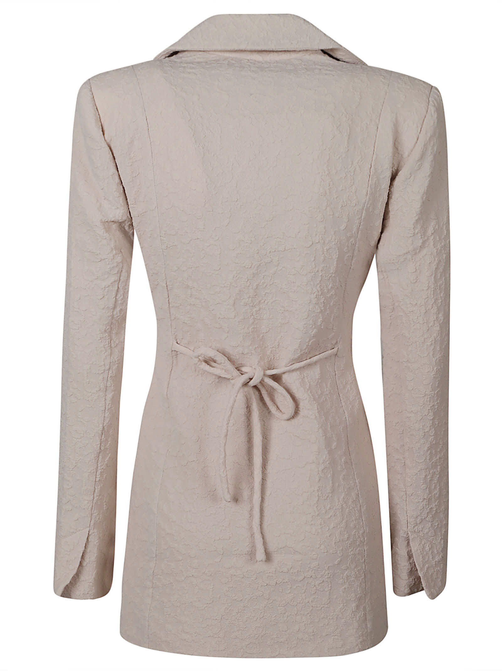 Shop Ganni Tie-waist Long-sleeved Top In Oyster Gray
