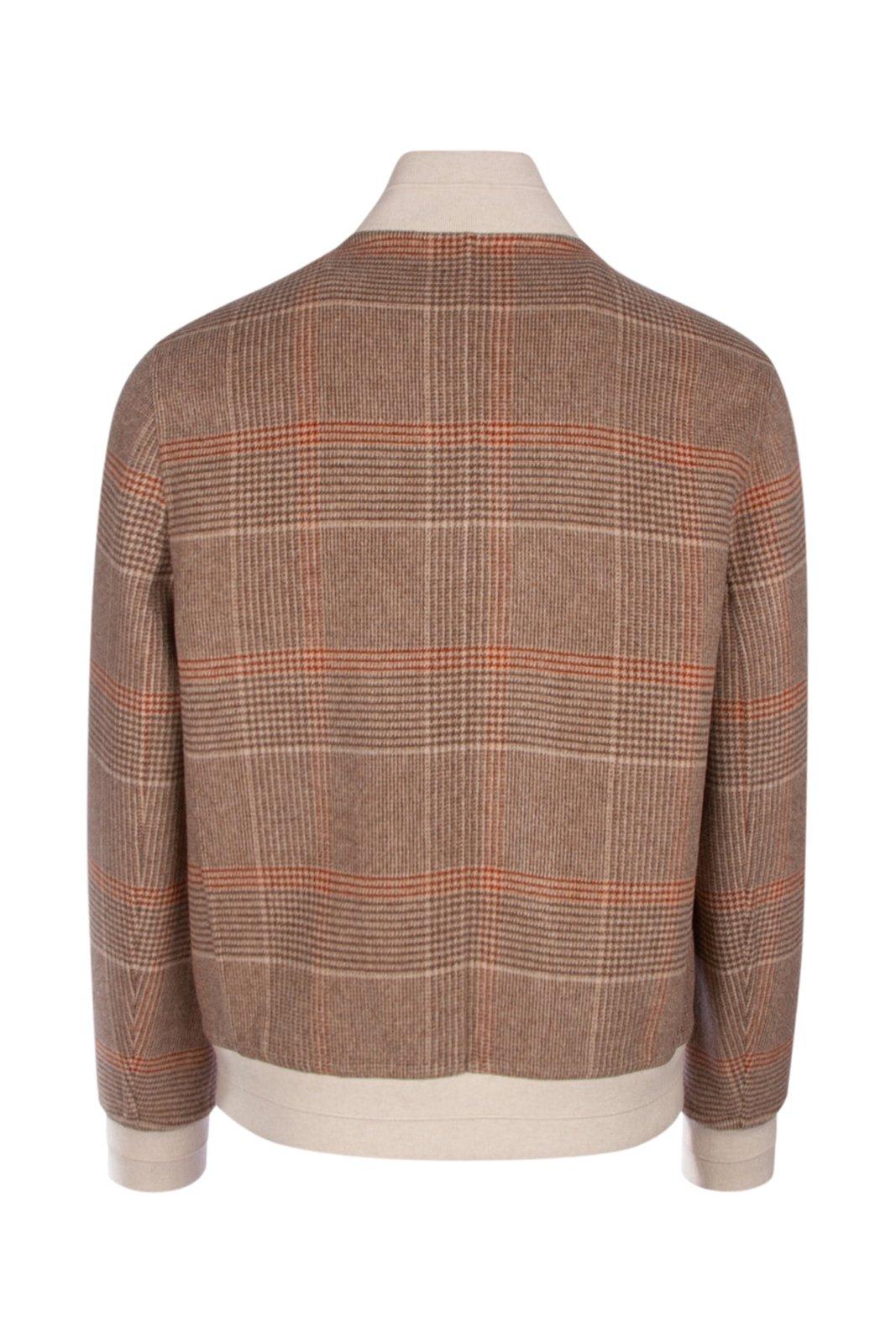 Shop Brunello Cucinelli Checked Zipped Bomber Jacket In Chh18