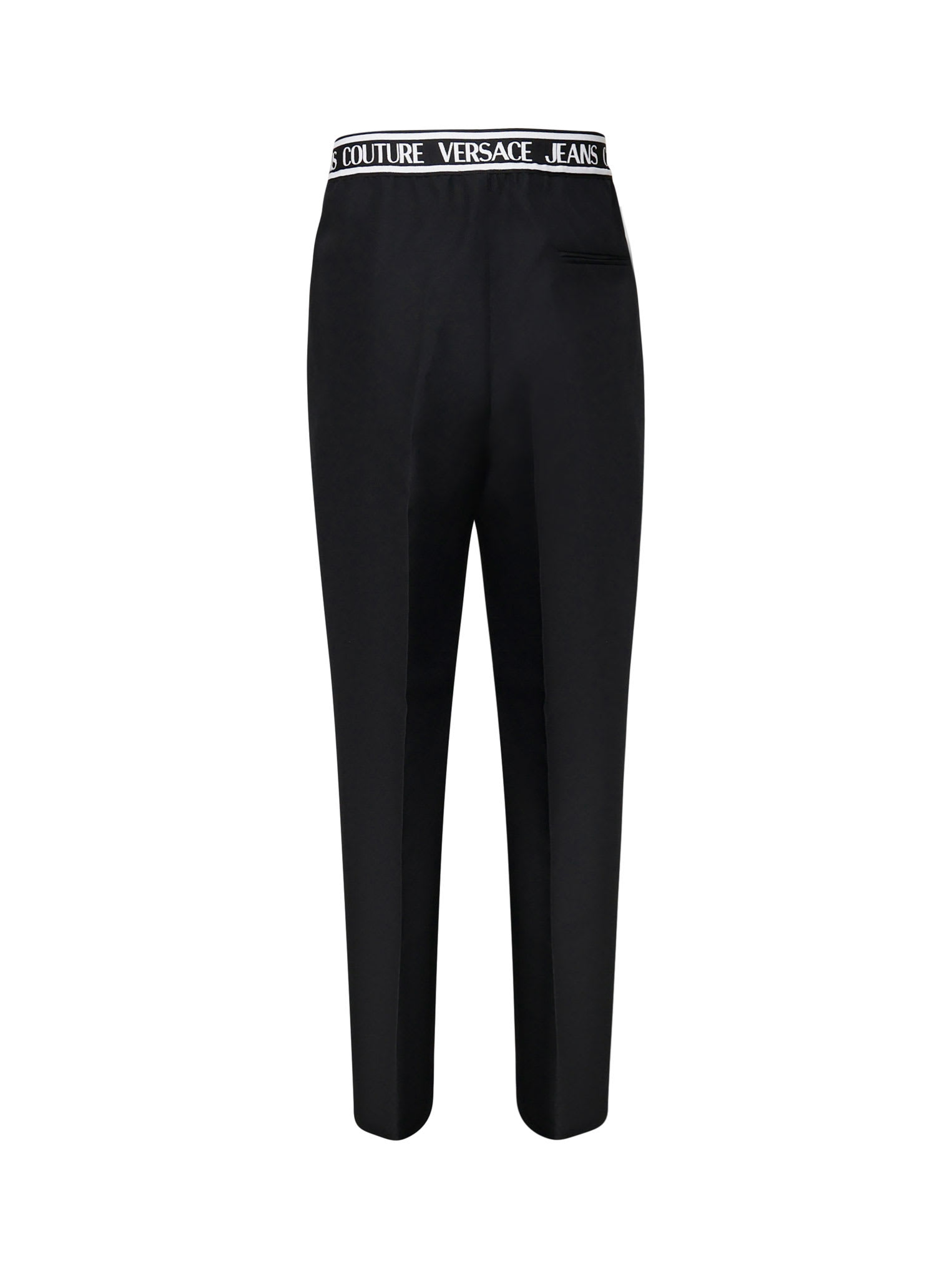 Shop Versace Jeans Couture Elegant Trousers With Elastic Waist In Black