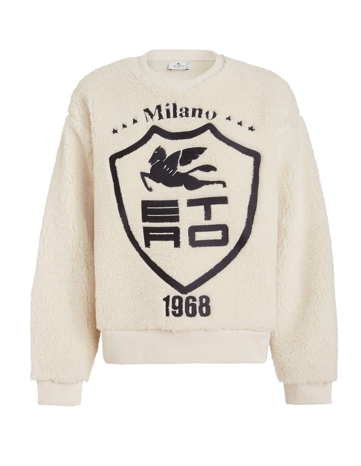 Woman White Sweatshirt With Etro Milano 1968 Logo And Pegasus