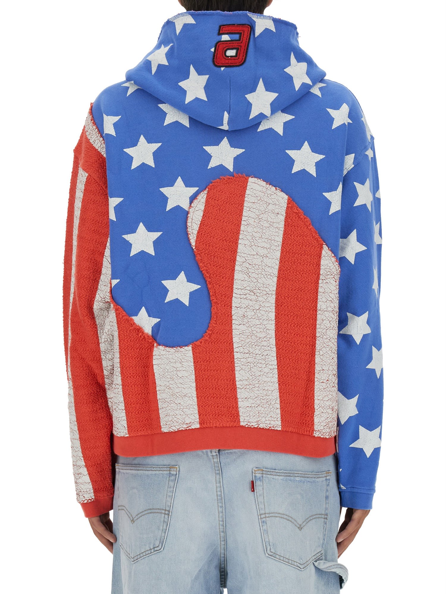 Shop Erl Stars And Stripes Swirl Sweatshirt In Navy
