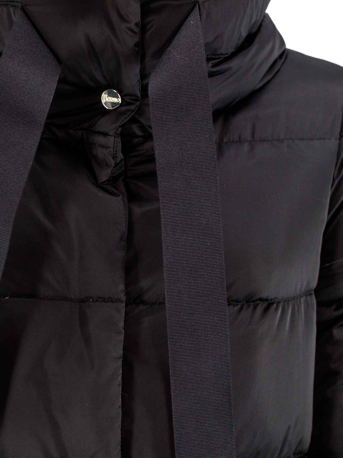 Shop Herno Satin City Glamour Coat In Black