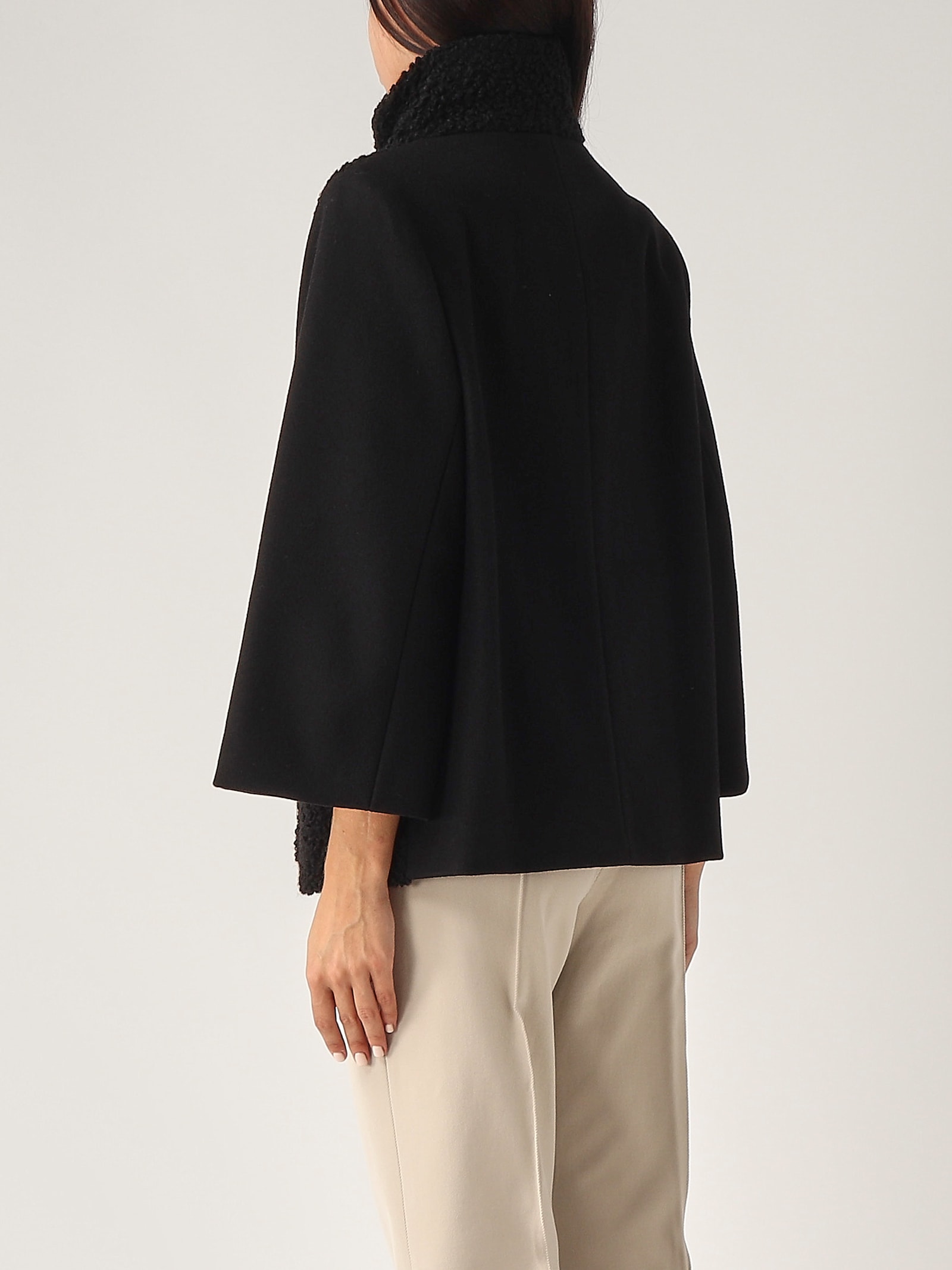 Shop Fay Mix Materials Capewith Hook In Nero