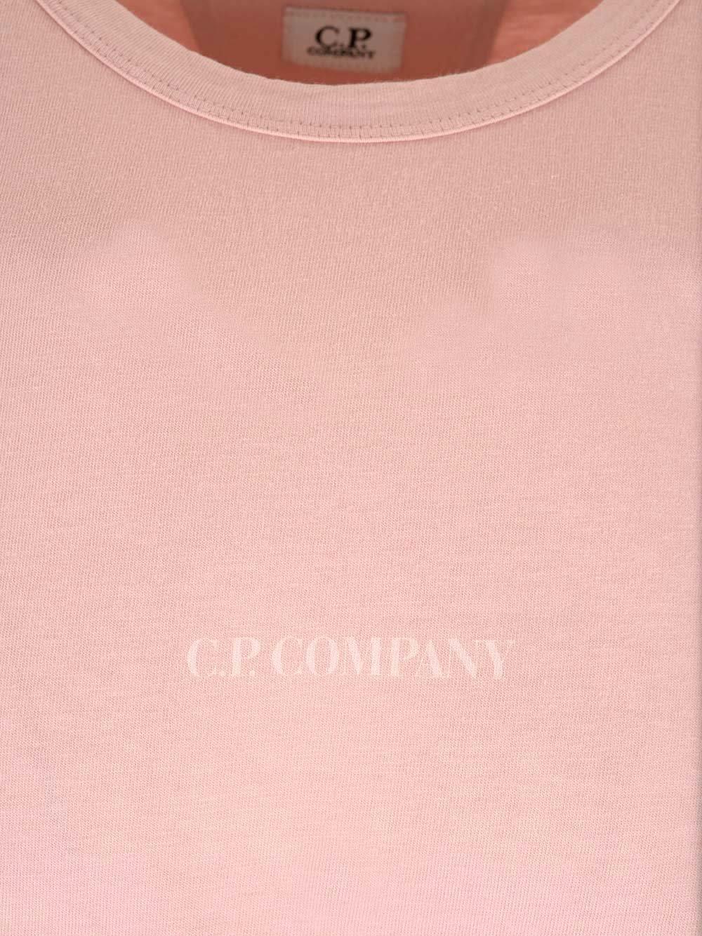 Shop C.p. Company Logo Printed Crewneck T-shirt In Pale Mauve