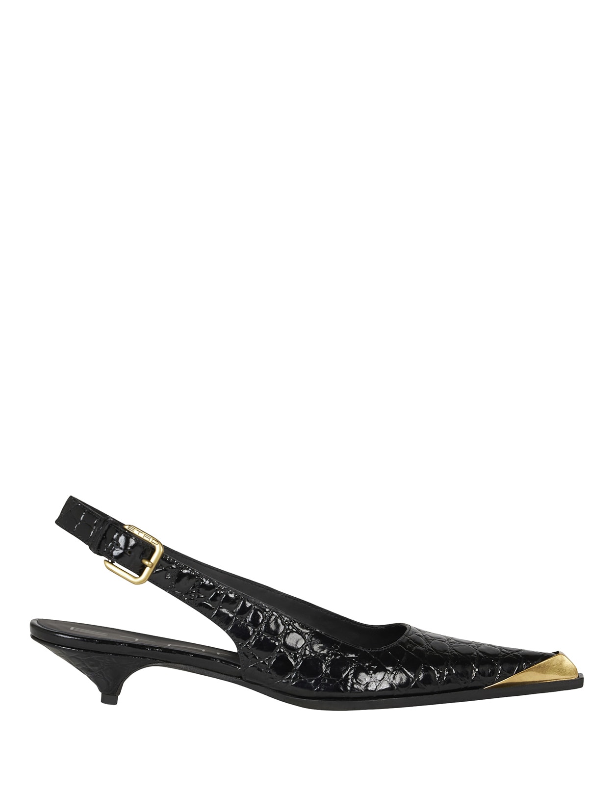 ETRO BLACK PRINTED LEATHER SLING-BACK 