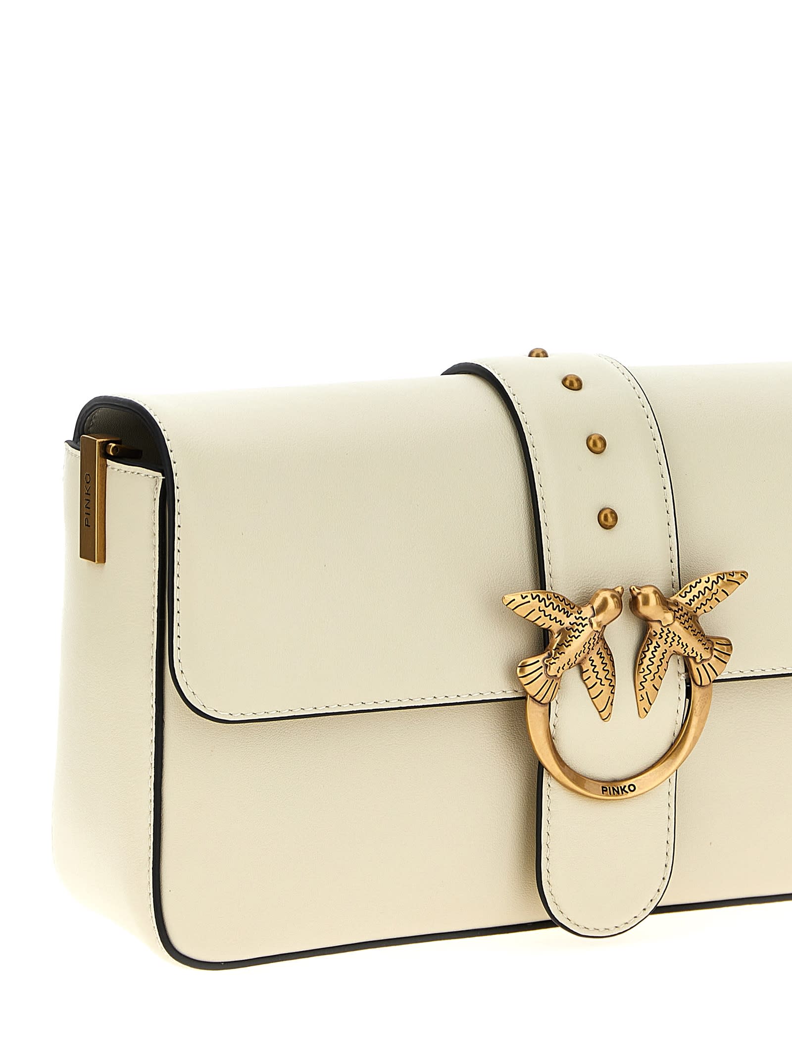 Shop Pinko Love One Classic Crossbody Bag In White