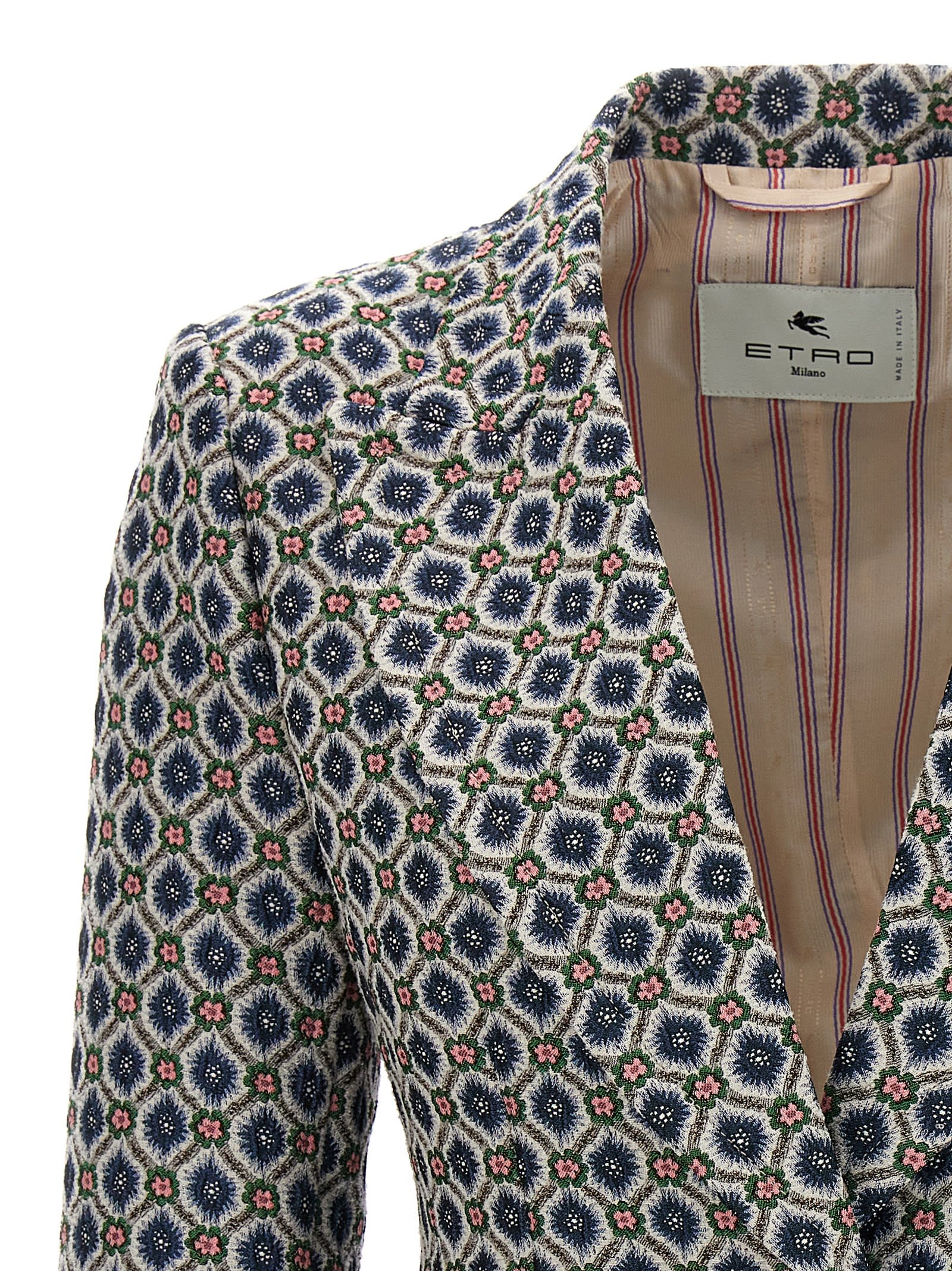 Shop Etro Floral Jacquard Blazer Jacket In Multicolour