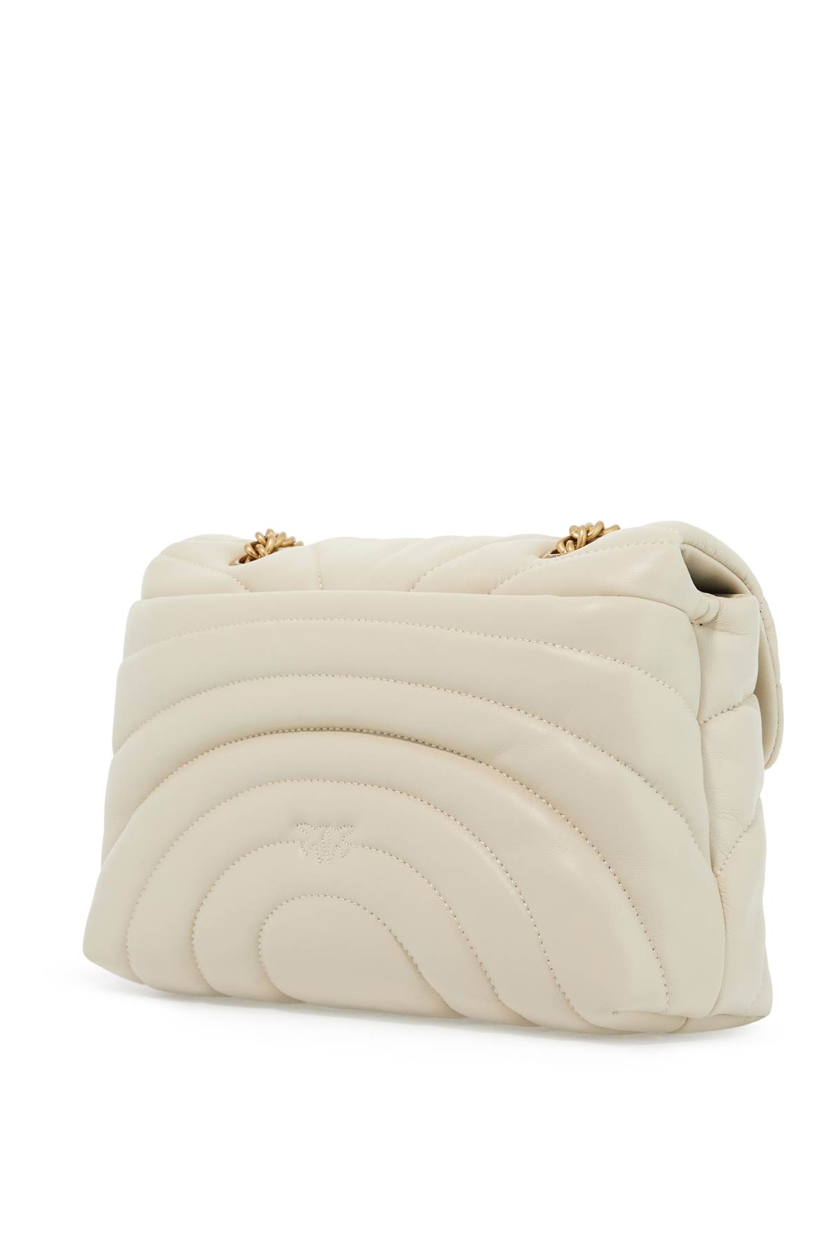 Shop Pinko Ed\n\nlove Puff Classic Butterfly Qu In Bianco Seta-antique Gold (white)