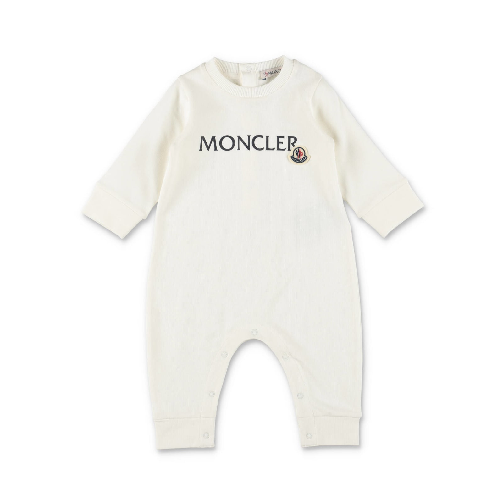 Shop Moncler Tutina Bianca In Cotone Baby Boy In Bianco