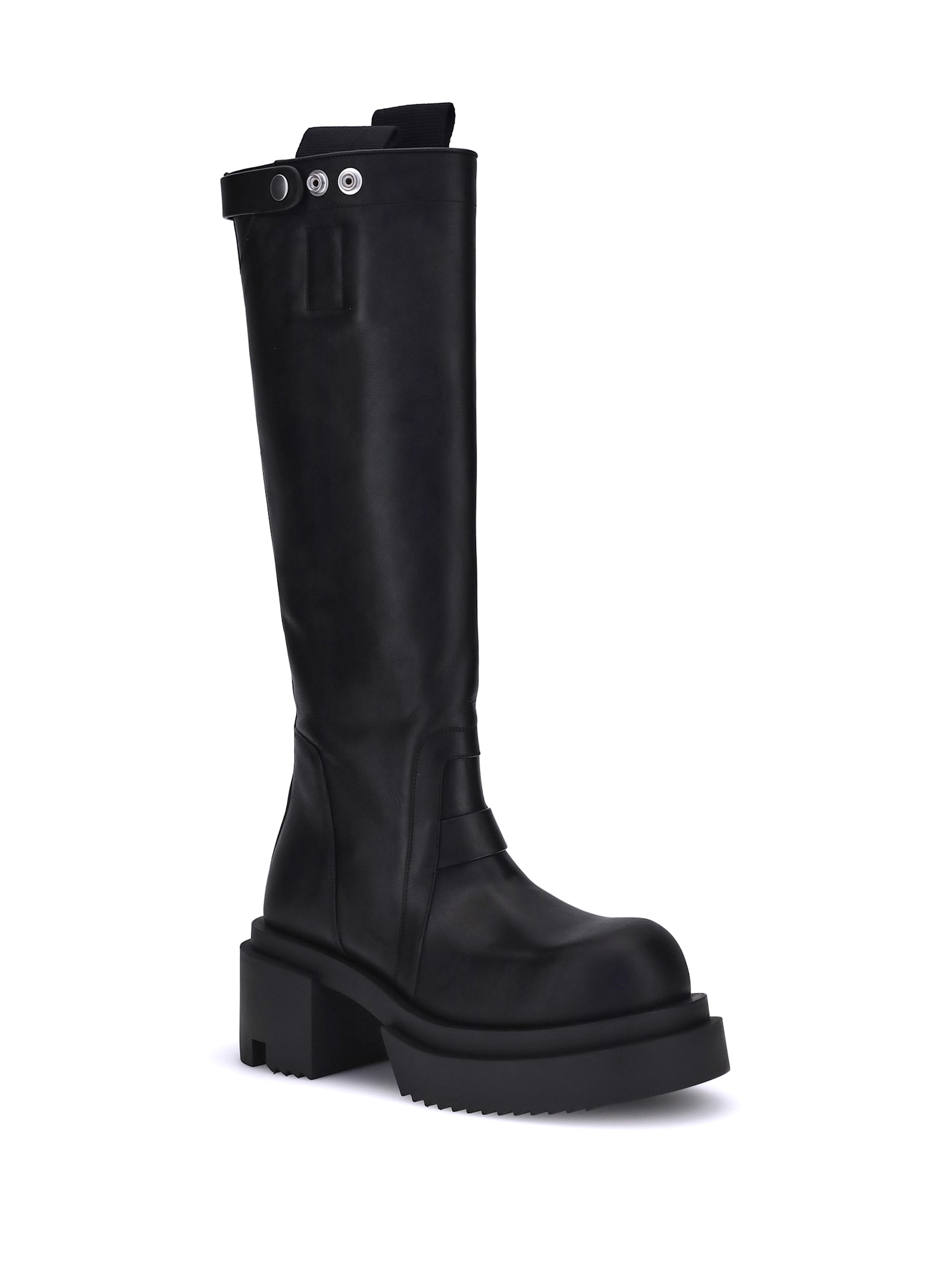 Rick Owens Black Porterville Knee Pull On Bogun Tall Boots In Black