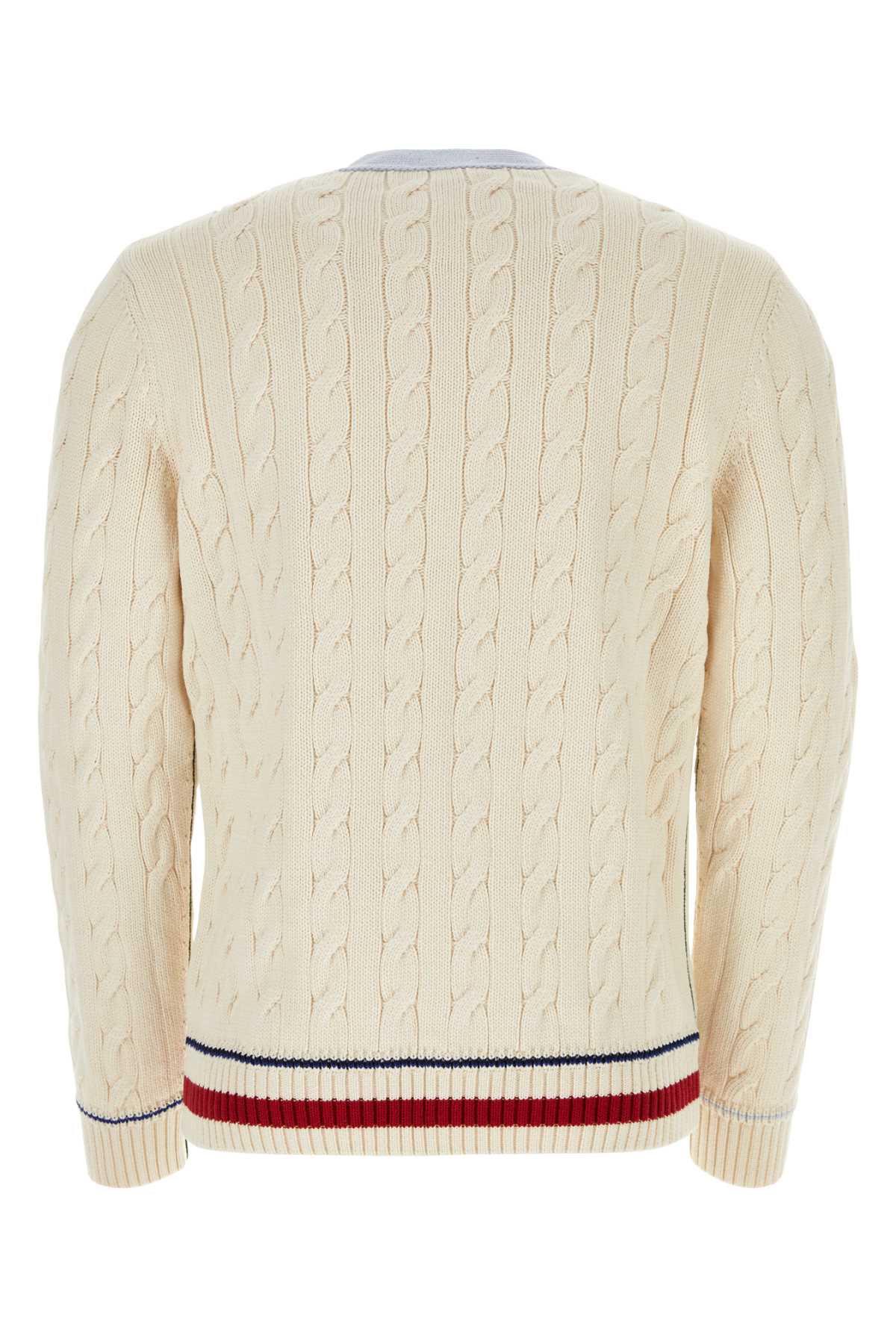 Shop Lacoste Sand Cotton Blend Cardigan In Iqw