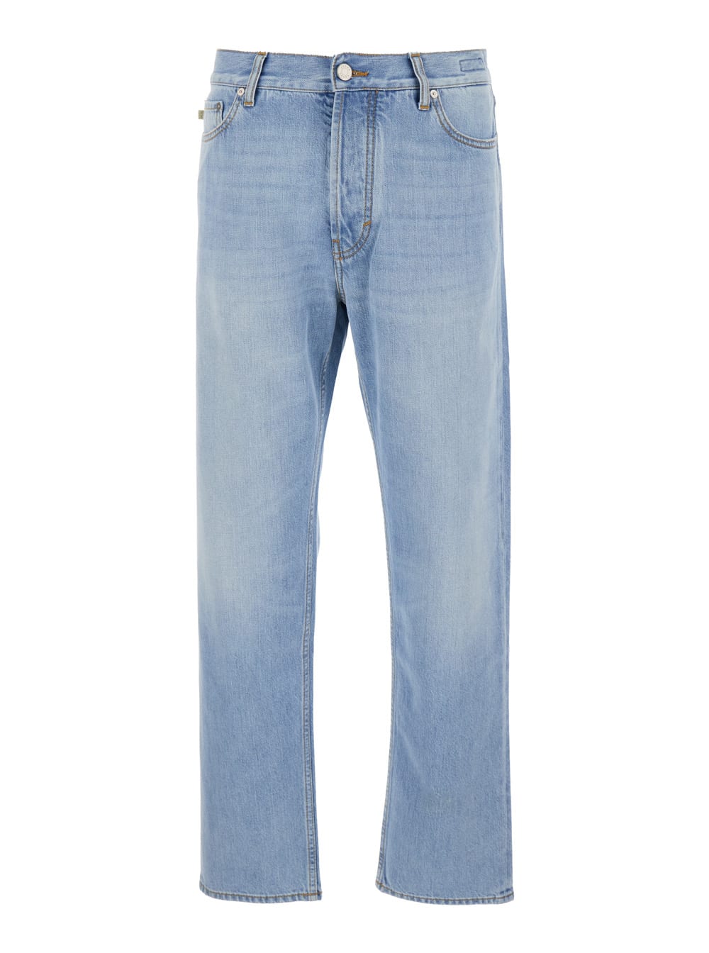 Jacob Cohen Light Blue Five Pocket Jeans With Logo Patch On The Back