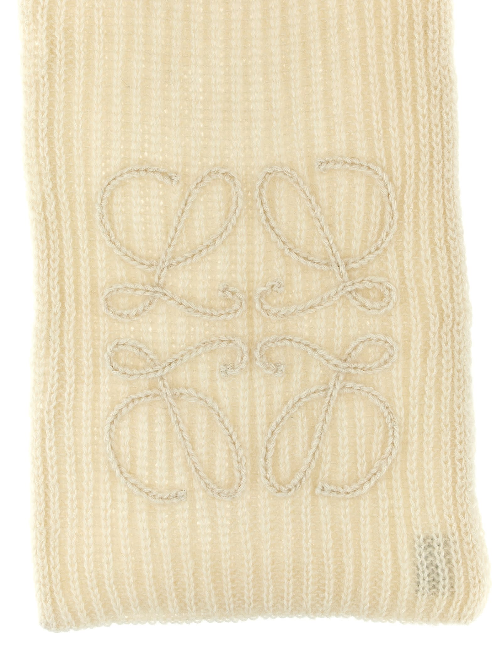 Shop Loewe Anagram Scarf In White