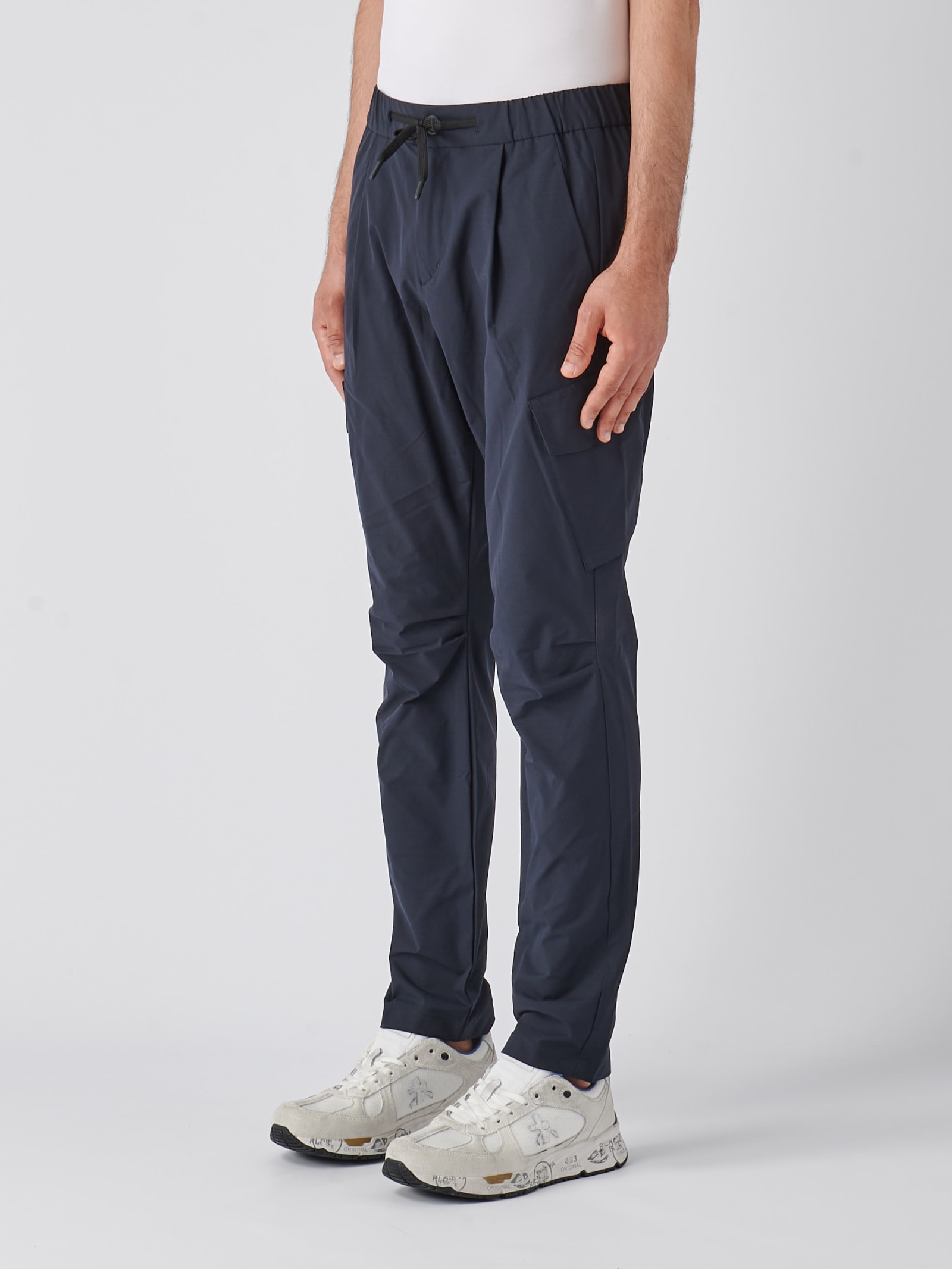 Shop Herno Pantalone Laminer Con Tasca A Trousers In Navy