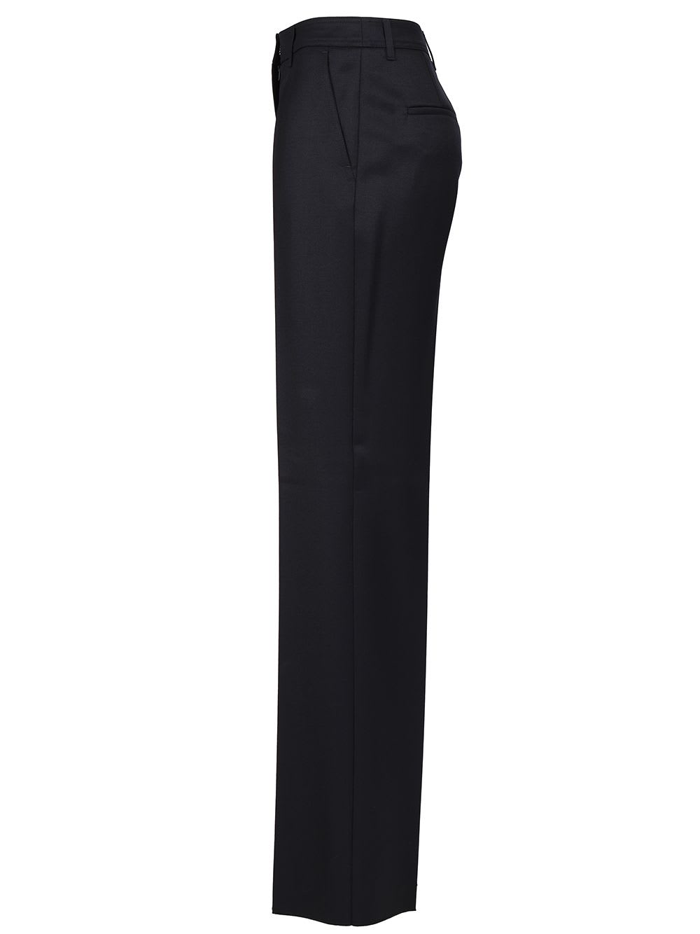 Max Mara Cannes Wide Leg Wool Gabardine Trousers In Black