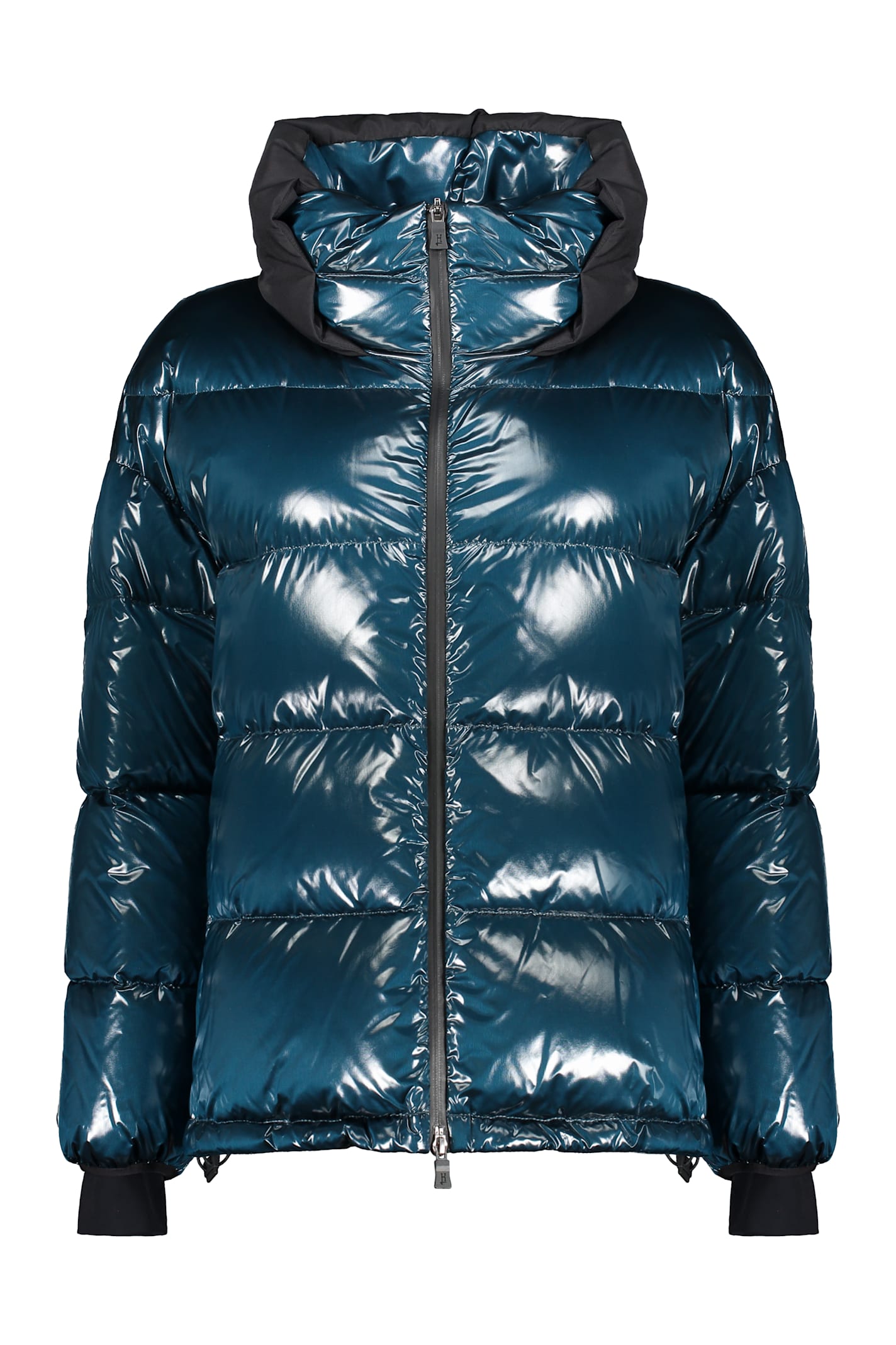 Herno Glossy Nylon Down Jacket In Blue