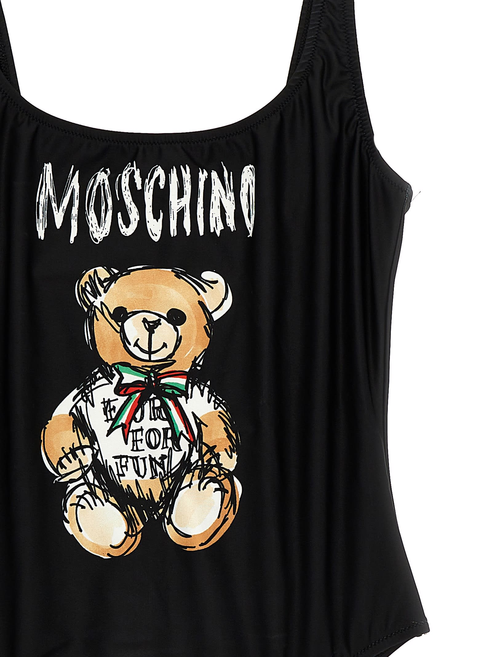Shop Moschino Teddy Bear One-piece Swimsuit In Black