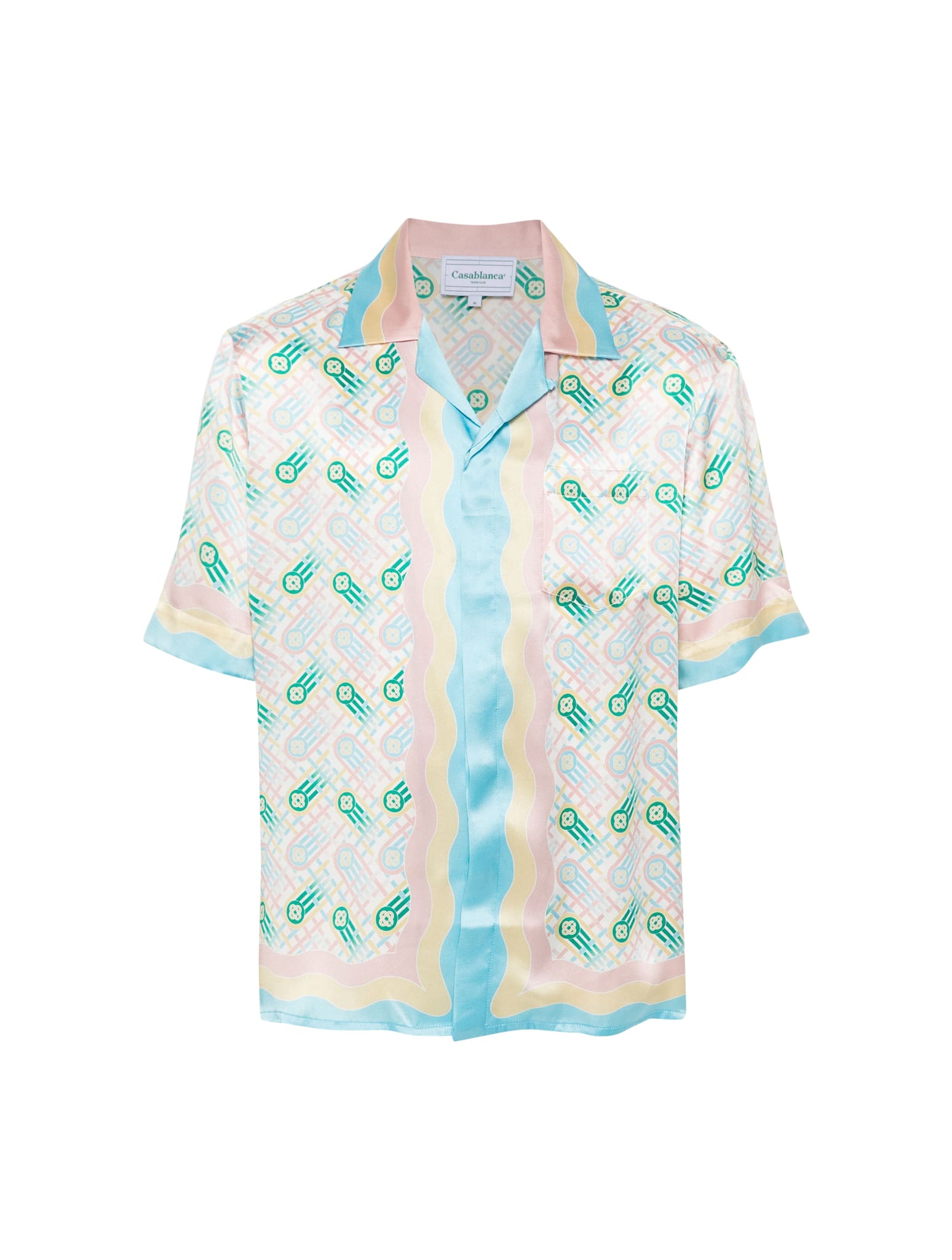 Shop Casablanca Cuban Collar Short Sleeve Shirt In Ping Pong Print