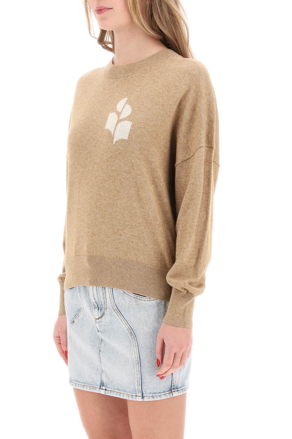 Shop Marant Etoile Marisans Sweater With Logo Intarsia In Camel (beige)