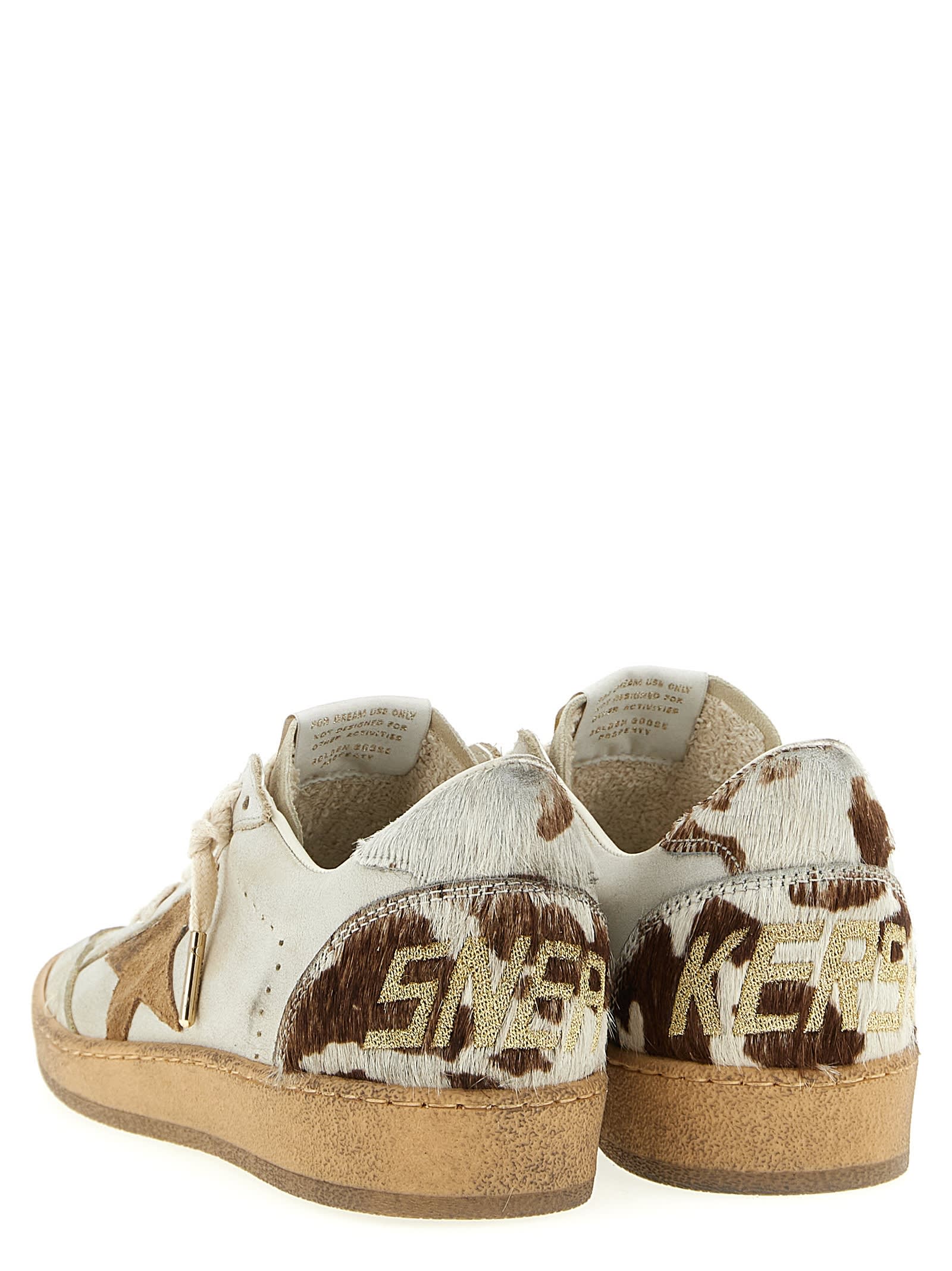 Golden Goose Ballstar Leather Upper And Toe Suede Star Horsy Cow Printed Heel And Spur Sneakers Multicolor In Neutral