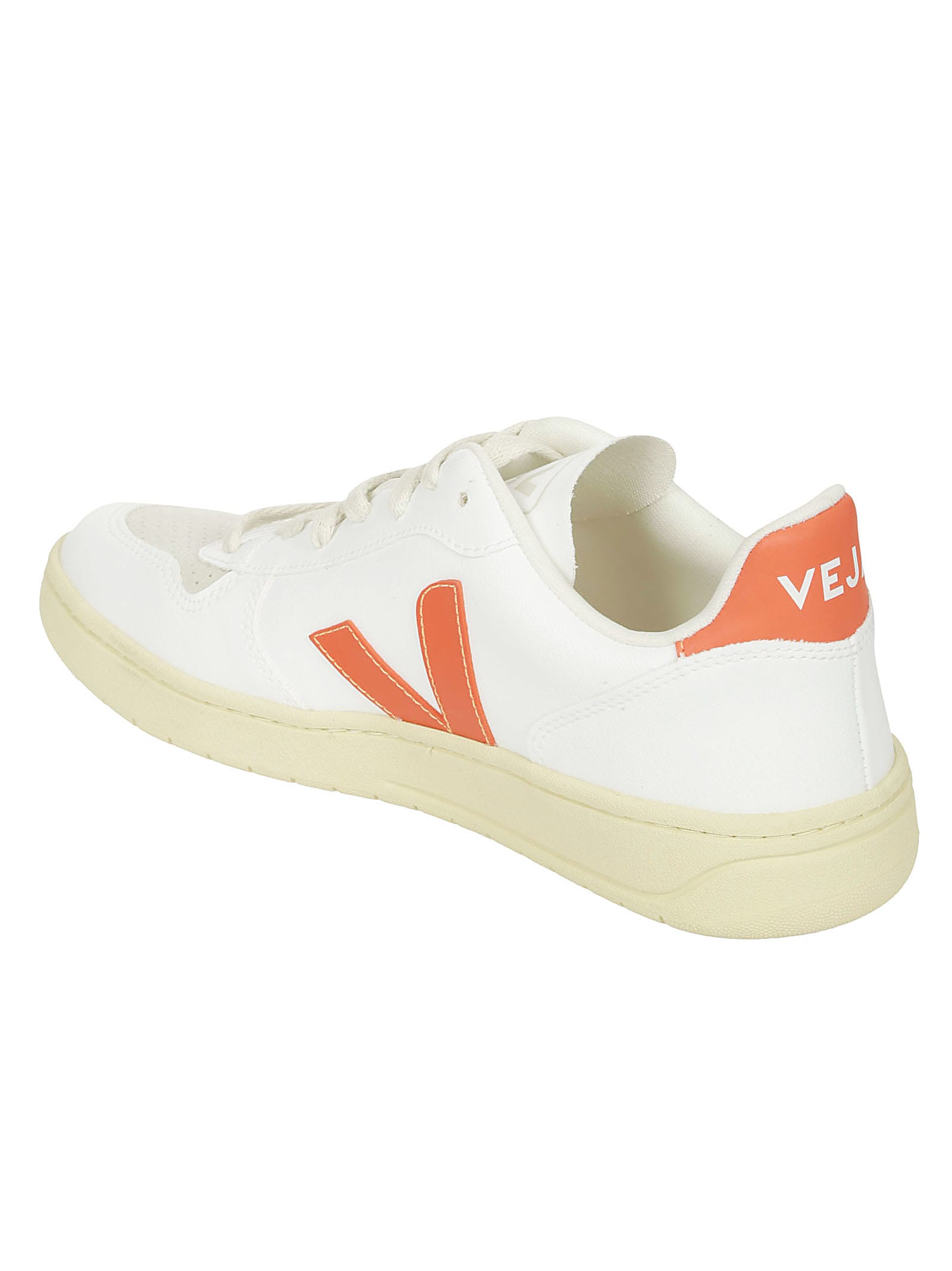 Shop Veja V-10 Cwl In White Orange Fluo