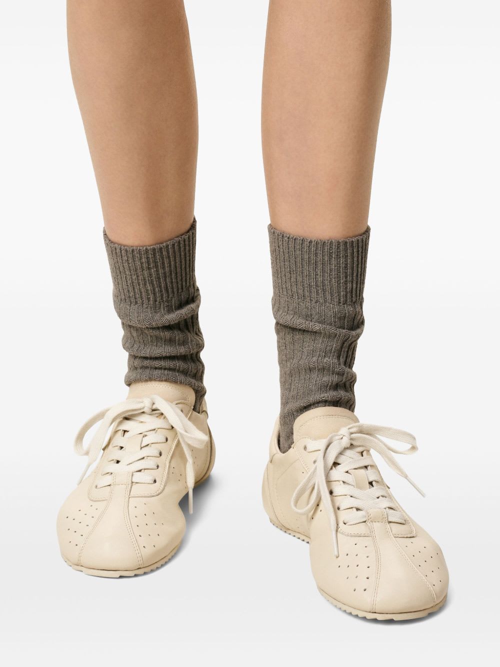 Ami Alexandre Mattiussi Leather Sneakers In Neutral