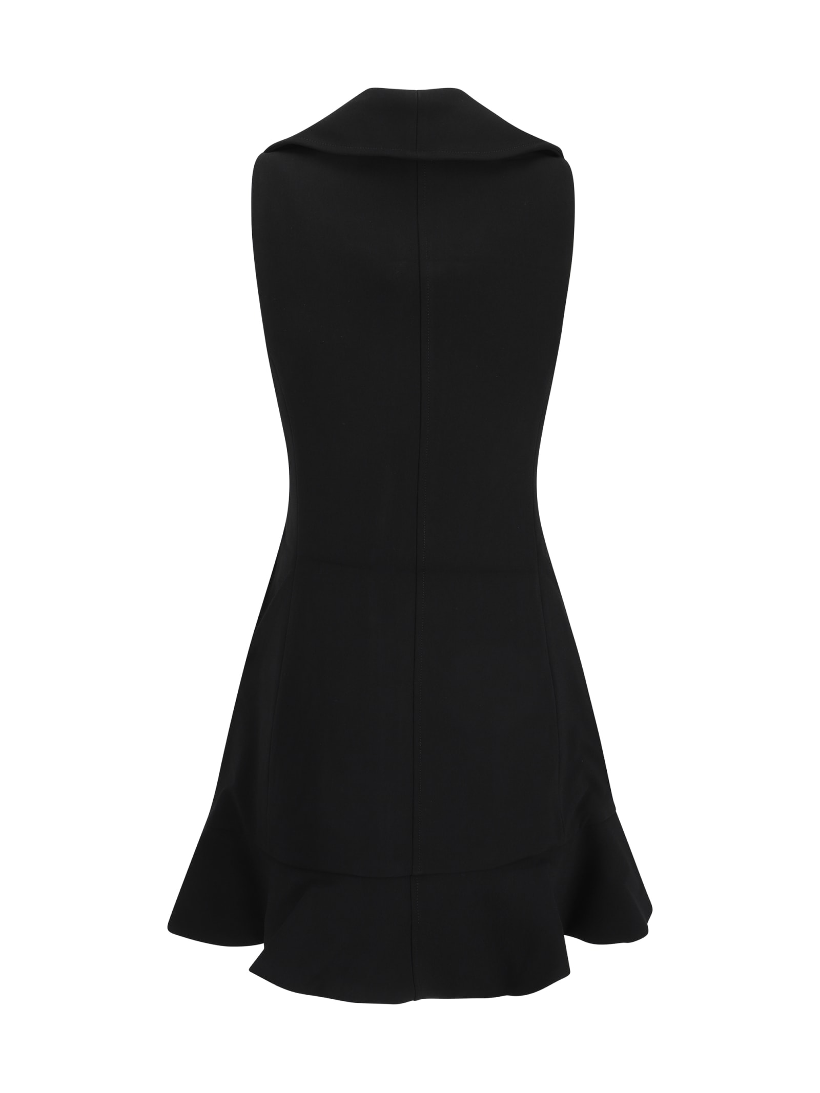 Shop Ganni Bonded Crepe Mini Dress In Black