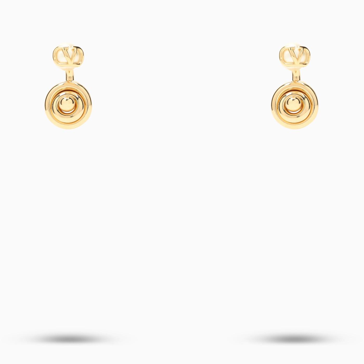 Shop Valentino Gold\/coloured Pearl Drop Earrings In Oro 18/cream