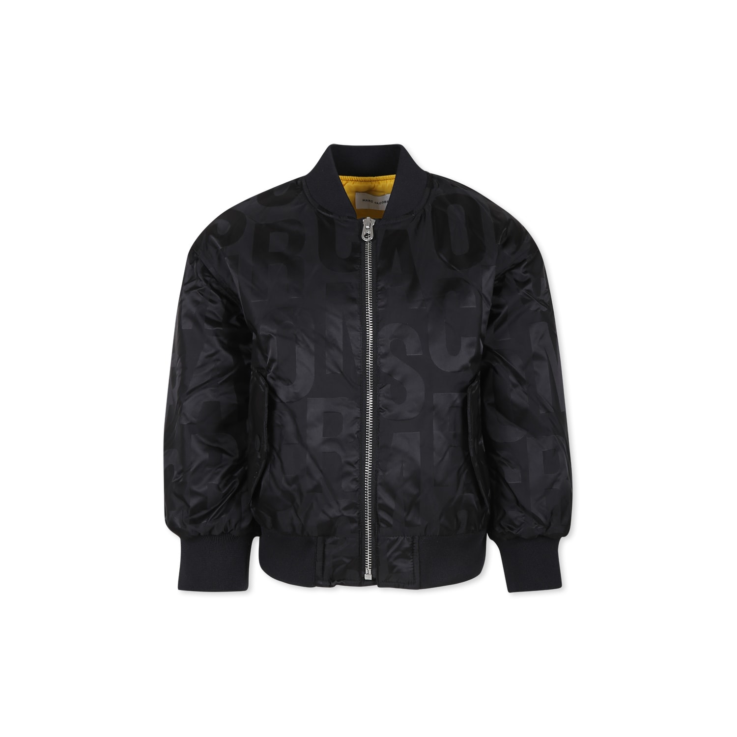 Marc Jacobs Black Bomber Jacket For Kids With Monogram In Black