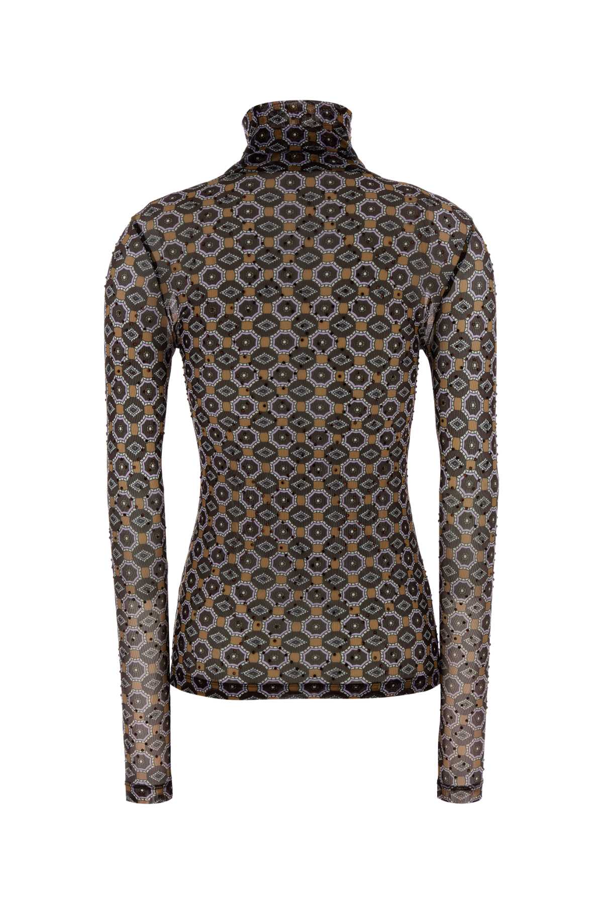 Dries Van Noten Printed Stretch Tulle Hoyser T-shirt In Brown