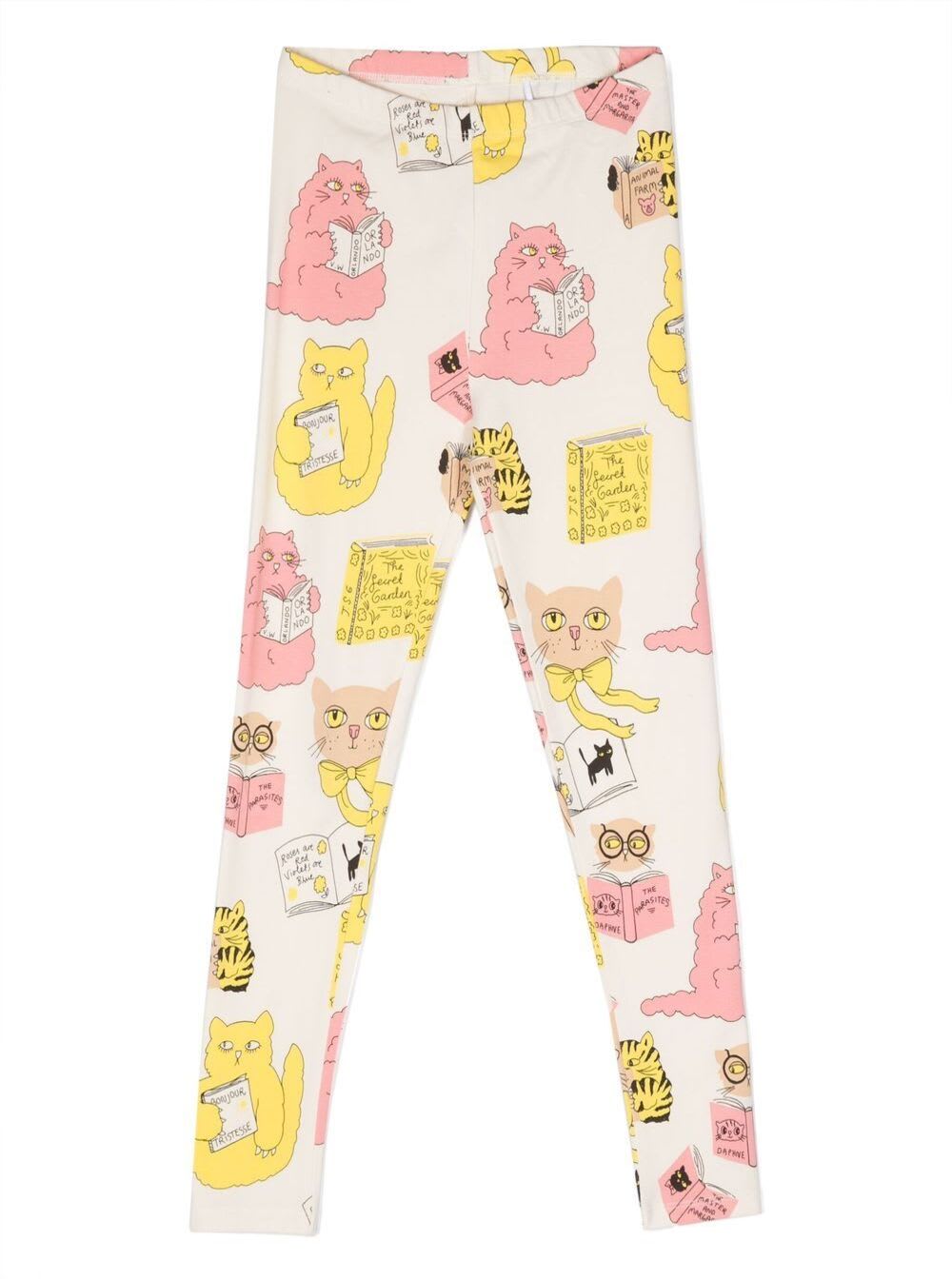 Mini Rodini Printed Cotton Leggings In White