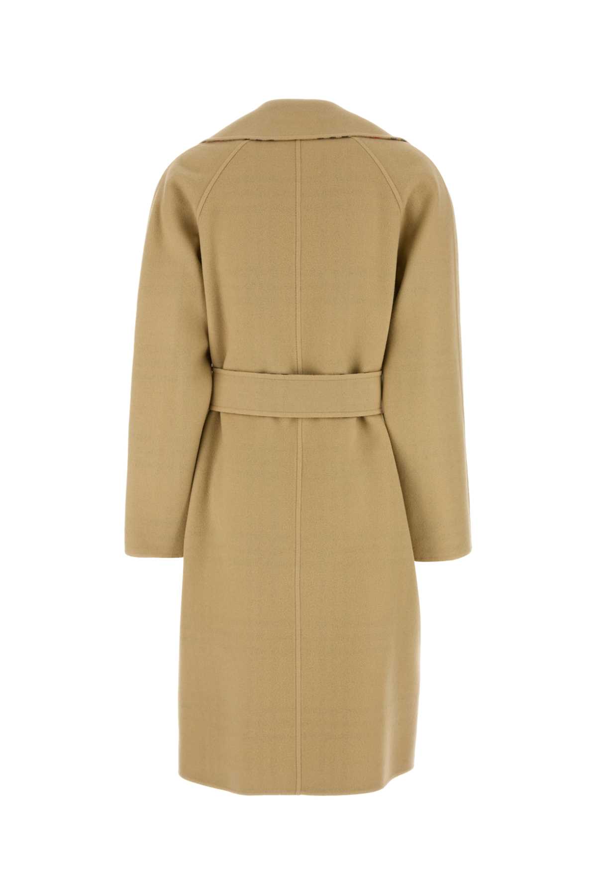 Shop Burberry Beige Wool Reversible Coat In Flax