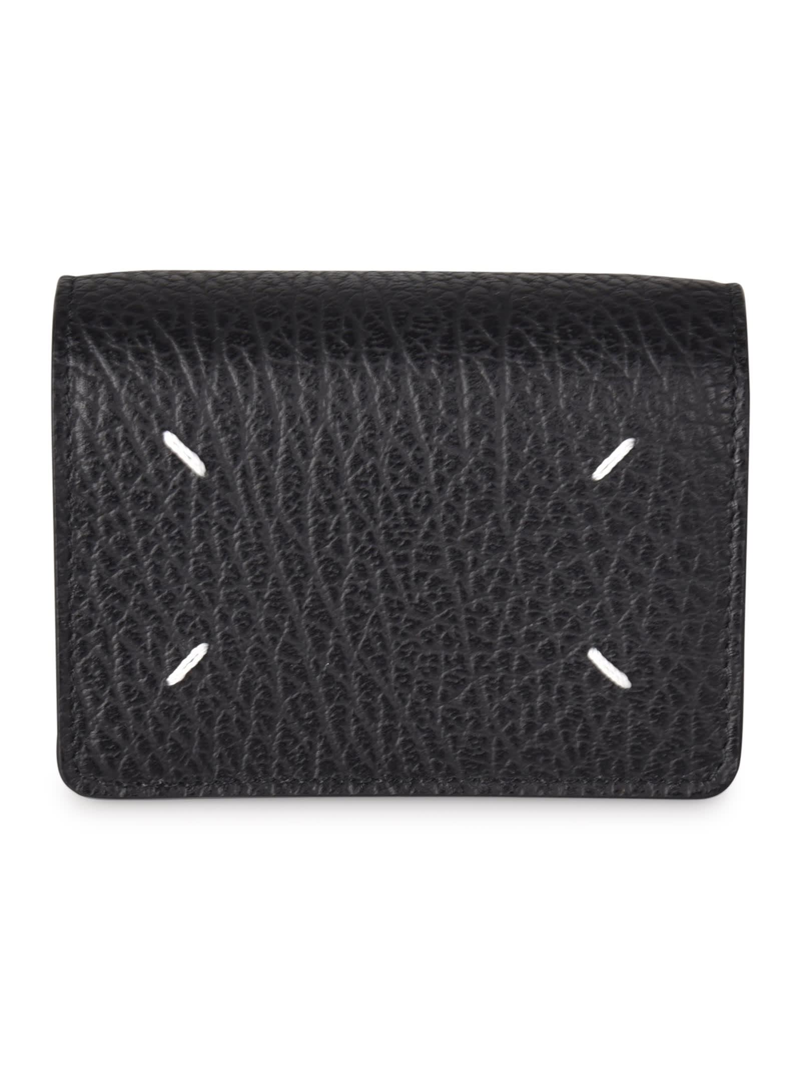 Maison Margiela Tri-fold Buttoned Wallet In Black