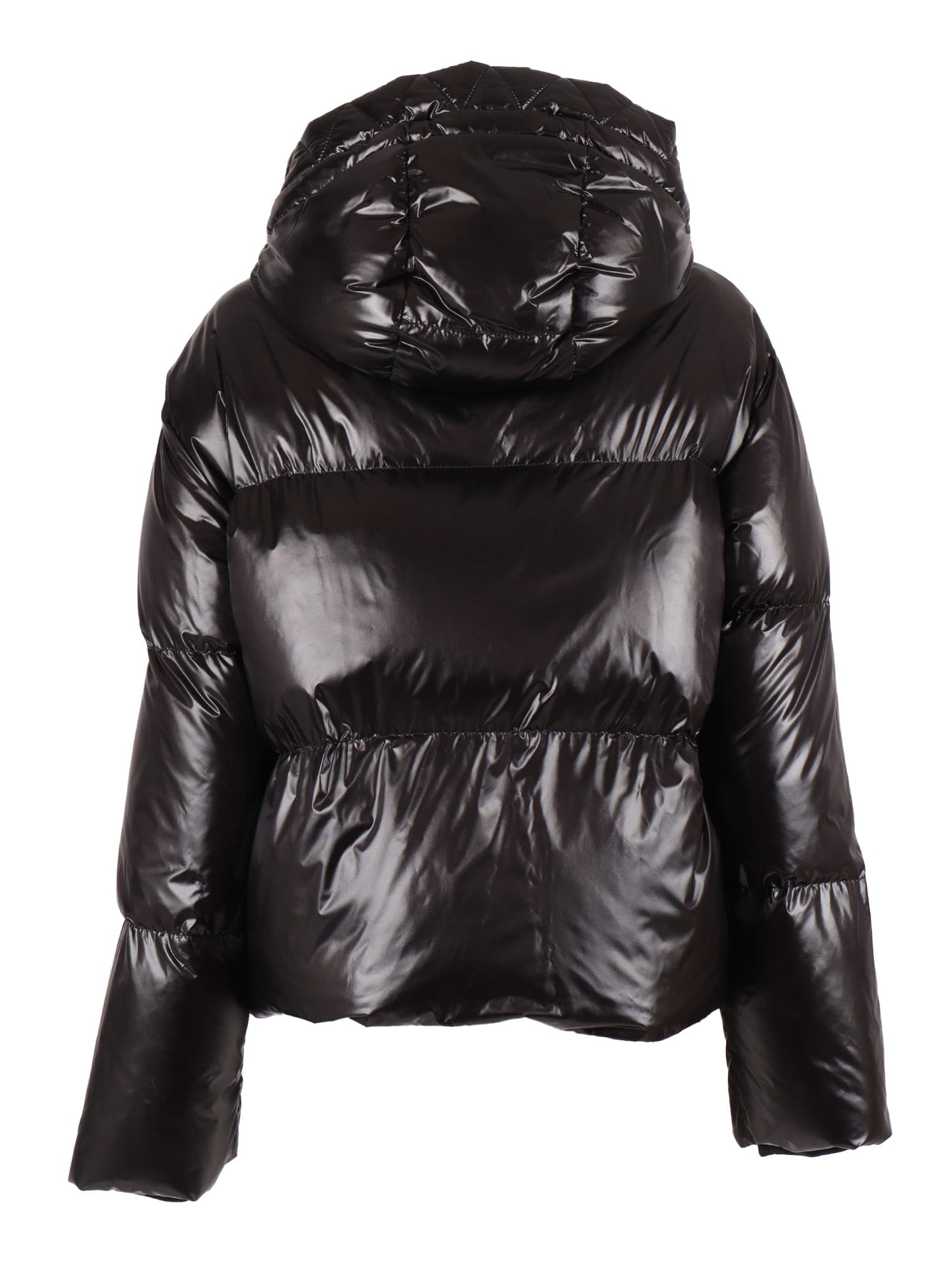 Fay Cropped Black Nylon Down Jacket With Iconic Fastening And Windproof Cuffs In Black