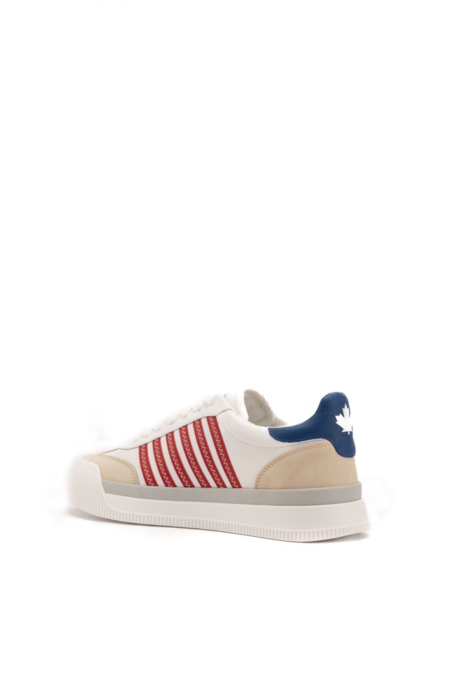 Shop Dsquared2 New Jersey Leather Sneakers In Bianco+rosso+blu