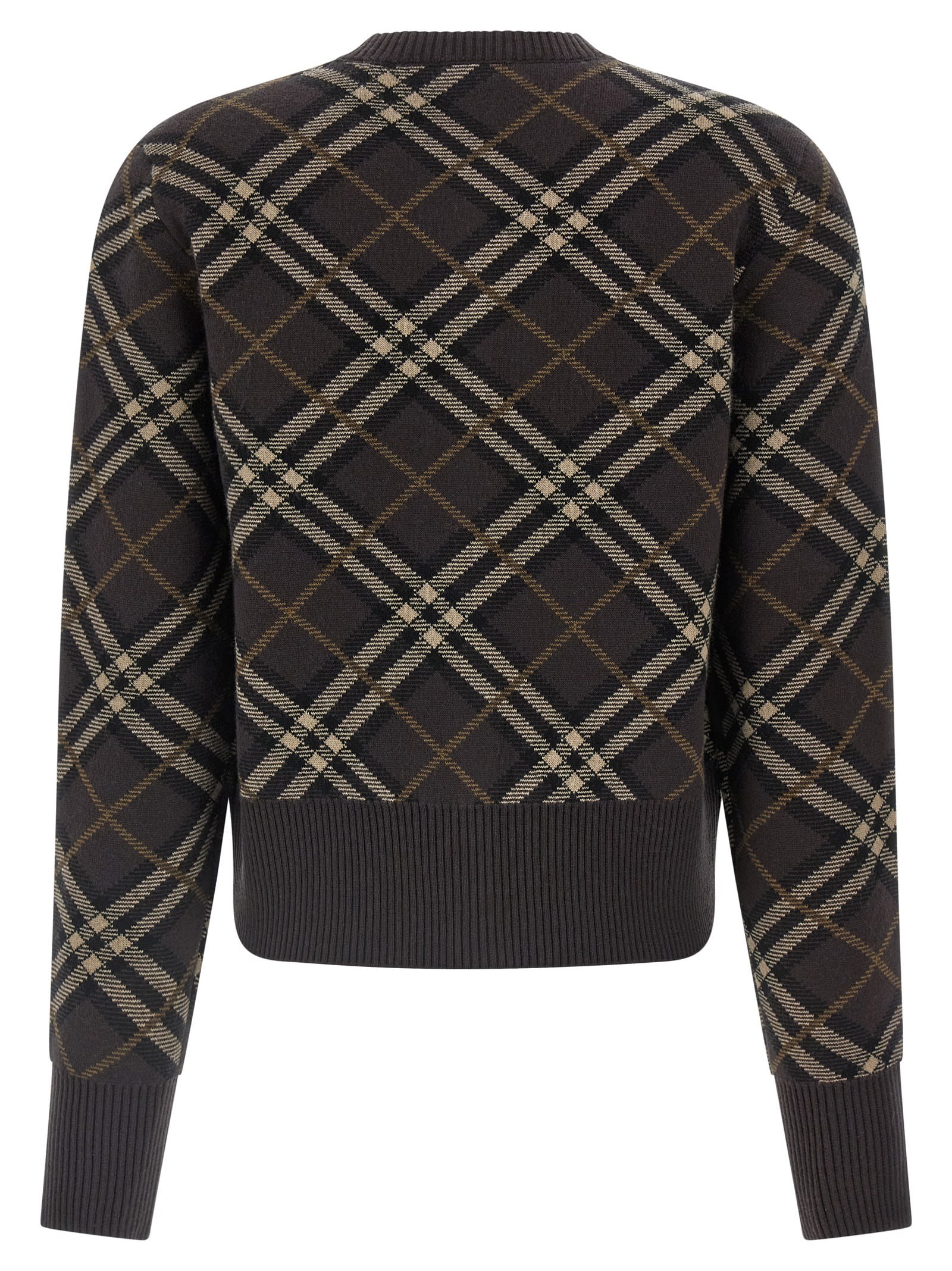 Burberry Ribbed Cuff Long Sleeve Knit Cardigan In Brown
