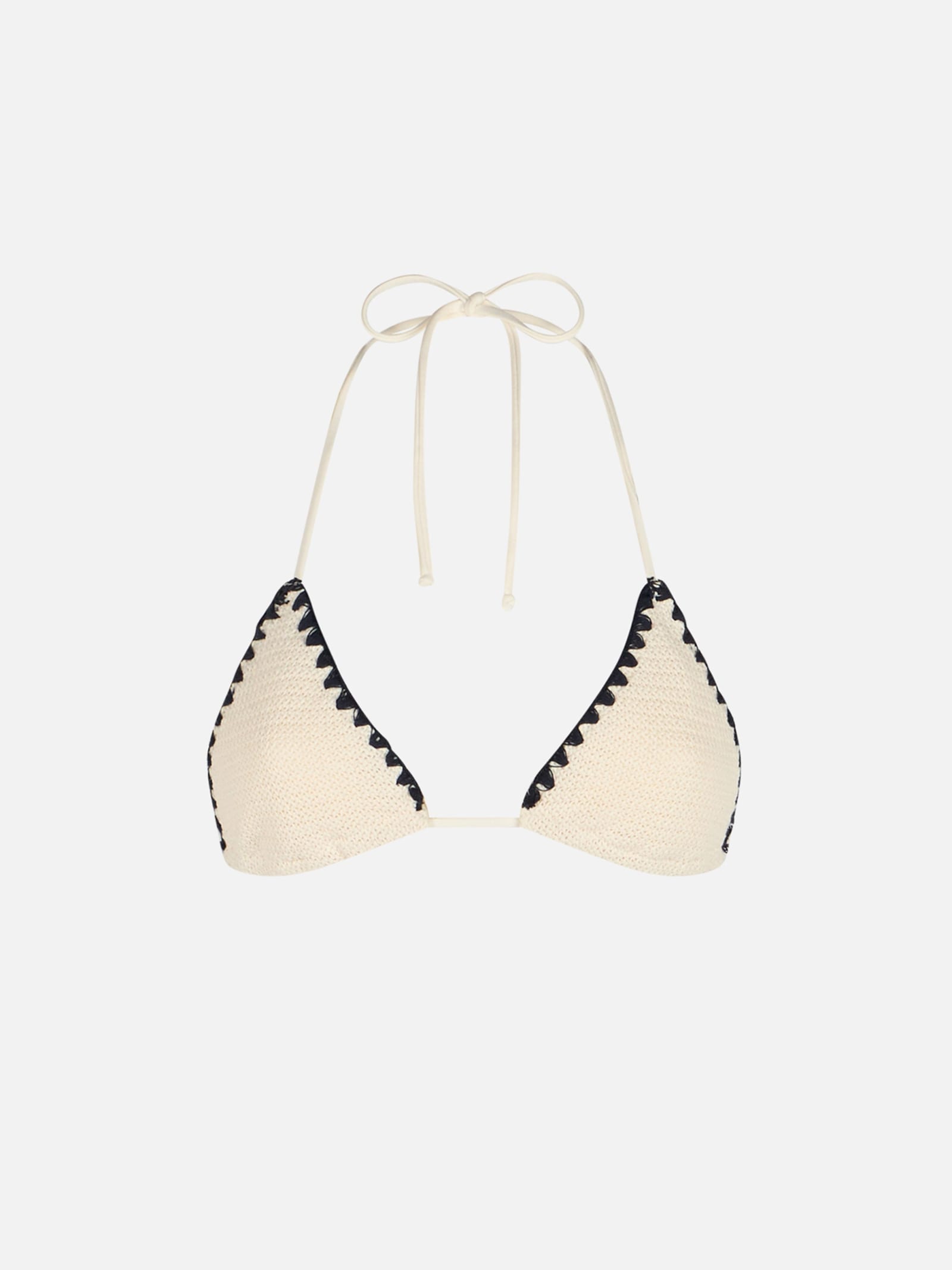 Shop Mc2 Saint Barth Woman Crochet Triangle Top Swimsuit Leah In White