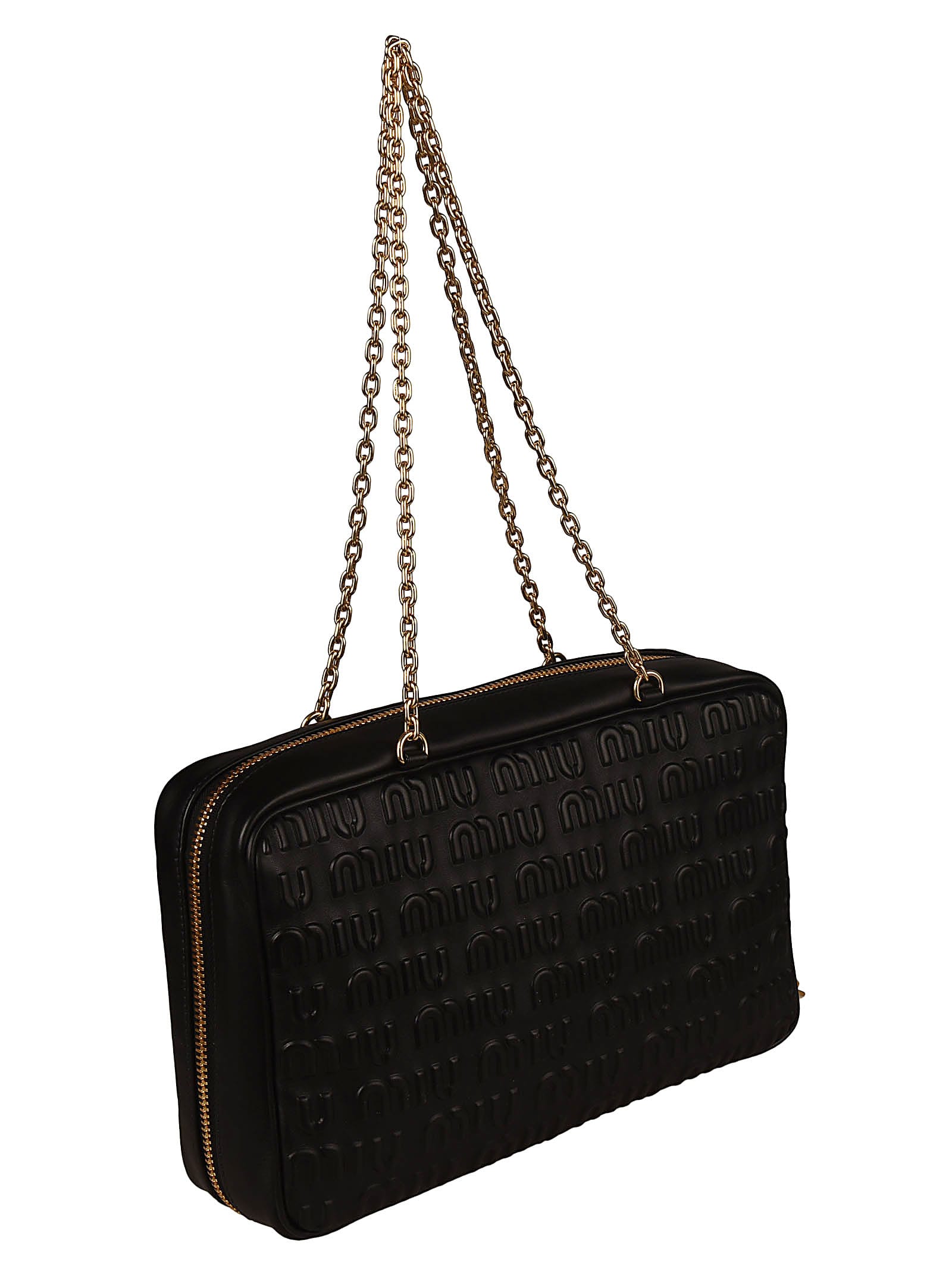 MIU-MIU-Logo-Leather-Shoulder-Bag-Hand-Bag-NERO-Black-5BE026 – dct