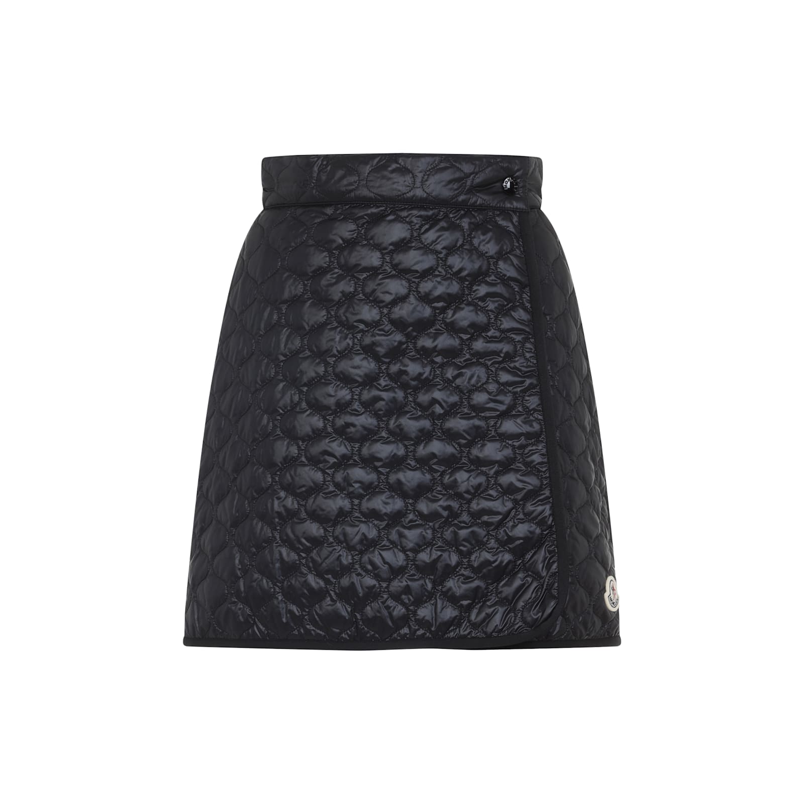 Moncler Quilted Black Skirt With Glossy Finish And Wrap Style In Black