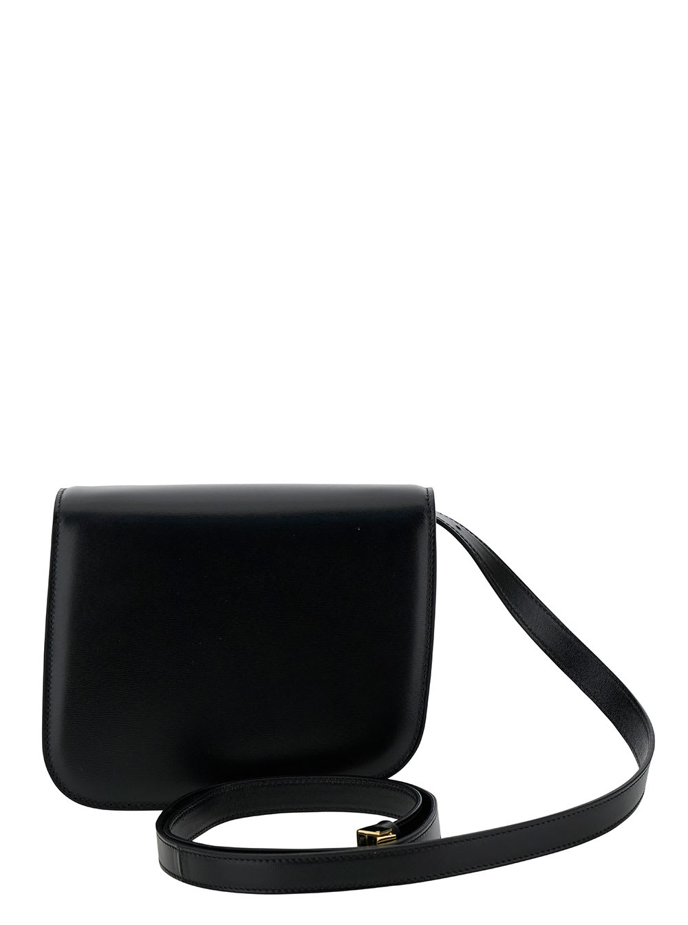 Shop Ferragamo Fiamma S Black Shoulder Bag With Logo Detail And Oblique Flap In Leather Woman