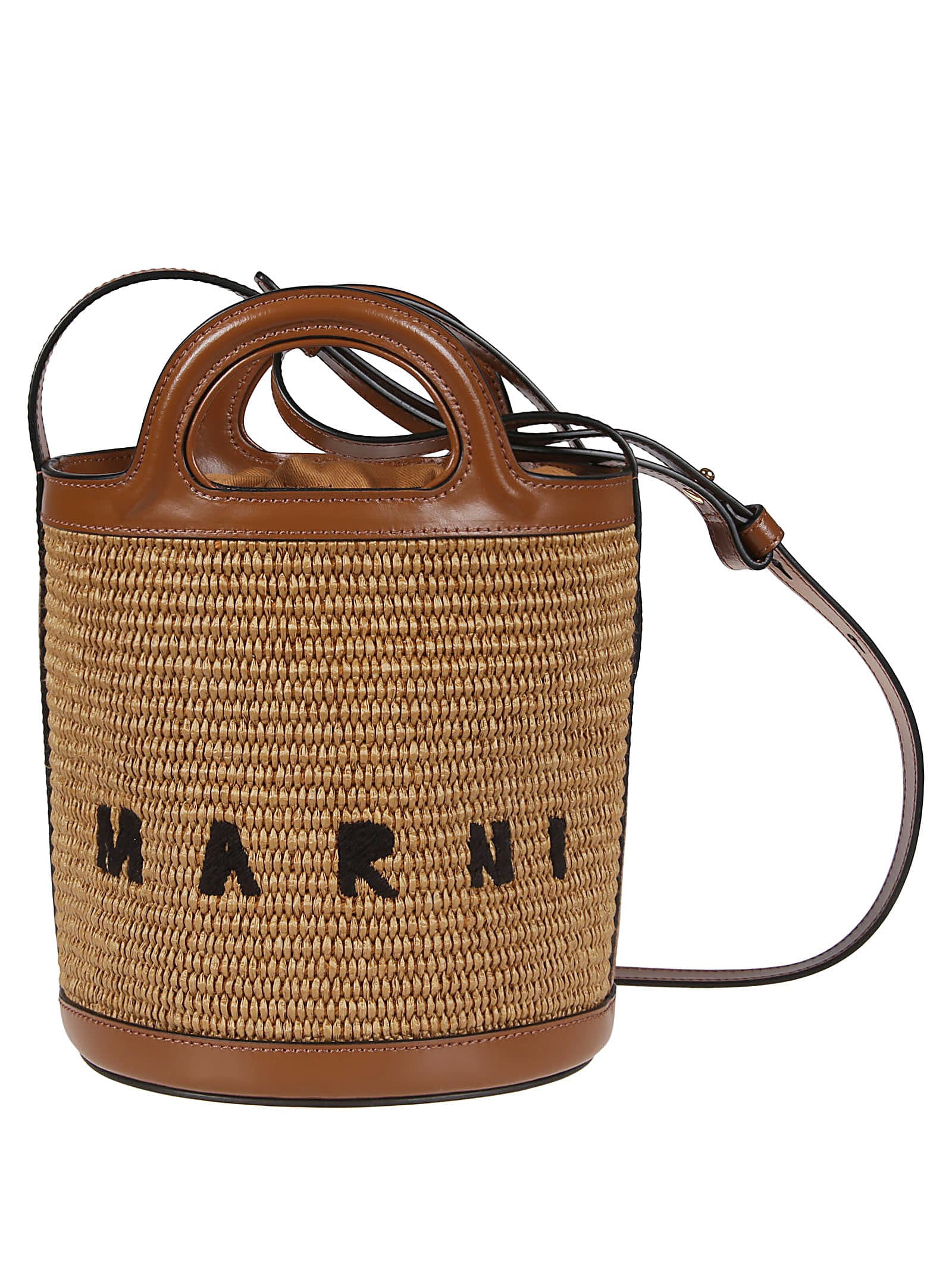 Shop Marni Tropicalia Mini Bucket Bag In Raw Sienna