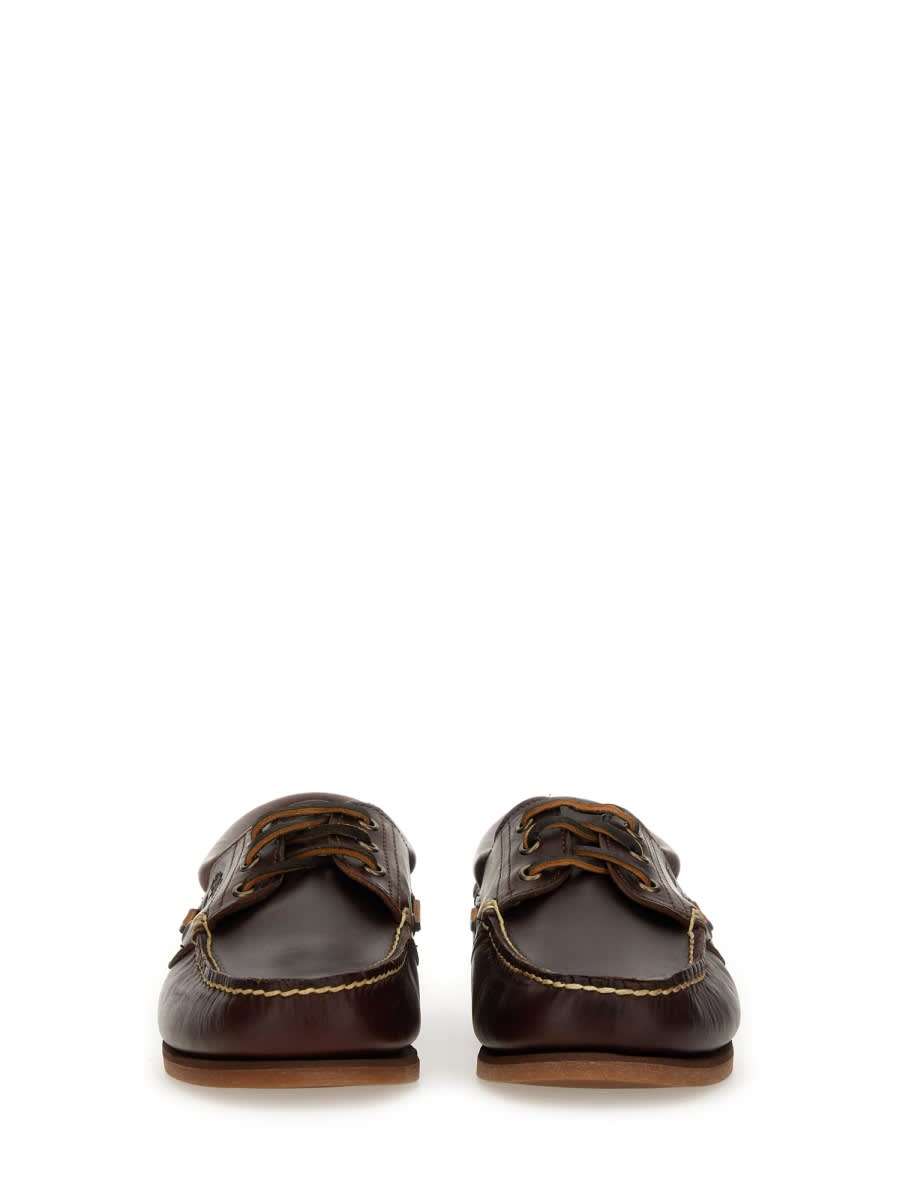 Timberland Brown Boat Loafers With Two-tone Laces In Brown