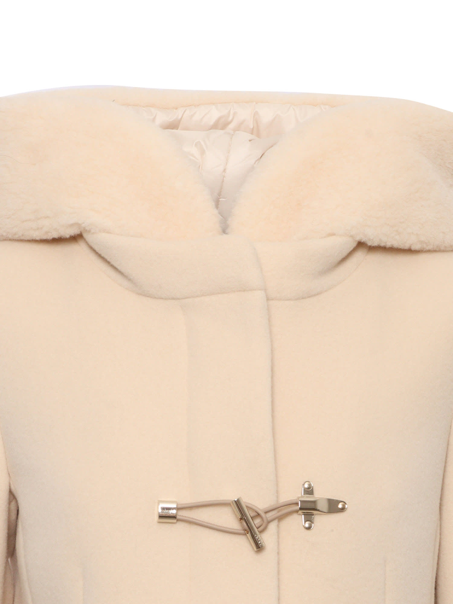 Shop Fay Teddy Front Toggle Coat In White