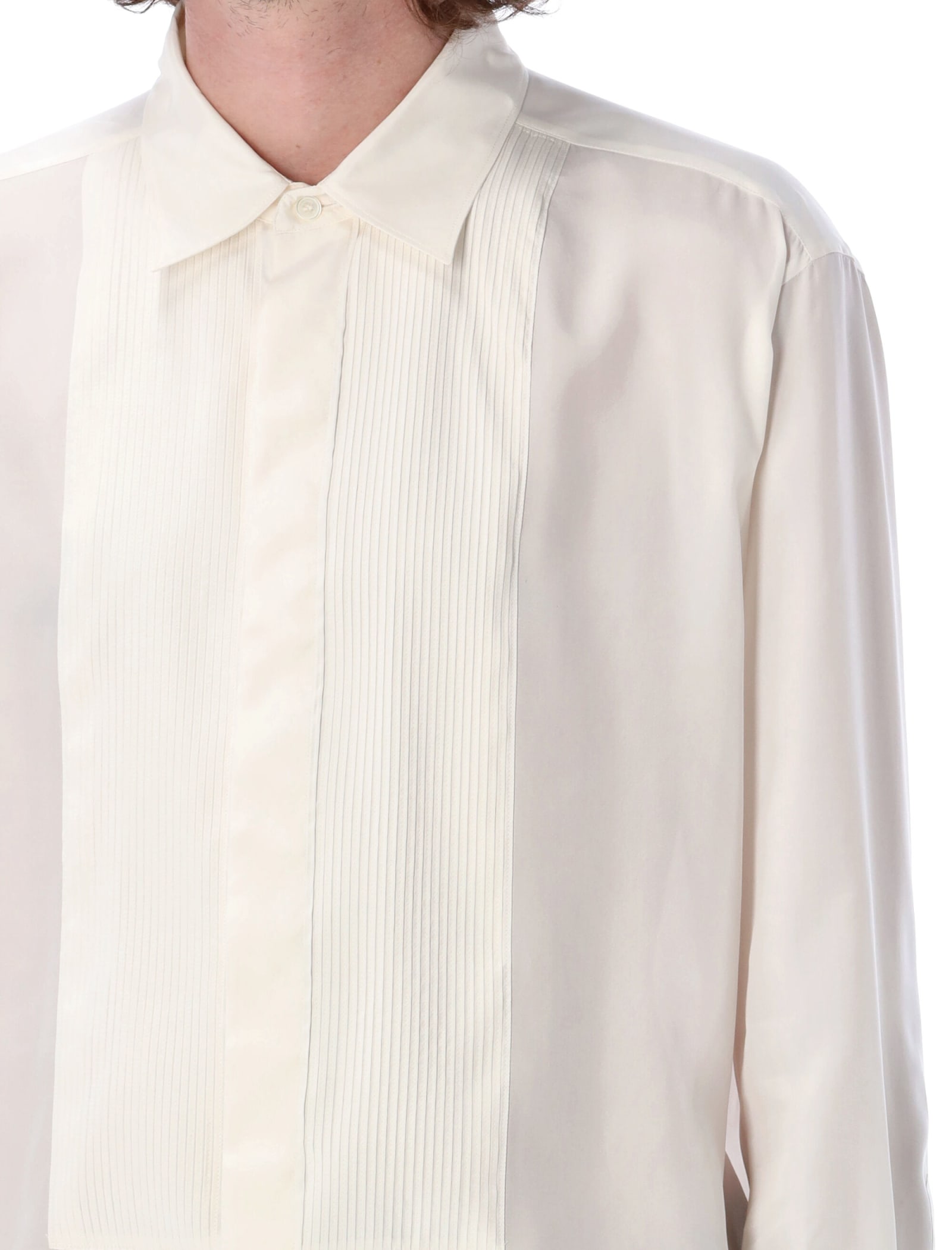 Valentino Smoking Silk Shirt In Ivory